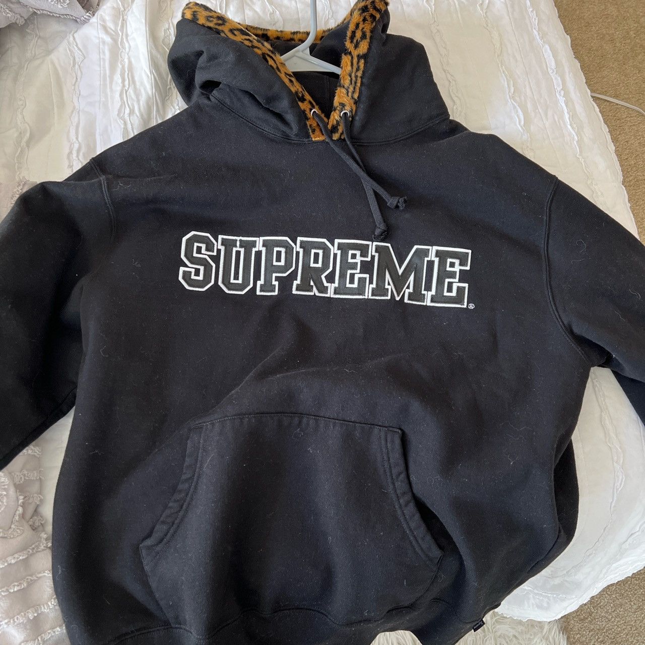 Supreme Supreme Leopard Trim Hooded Sweatshirt | Grailed