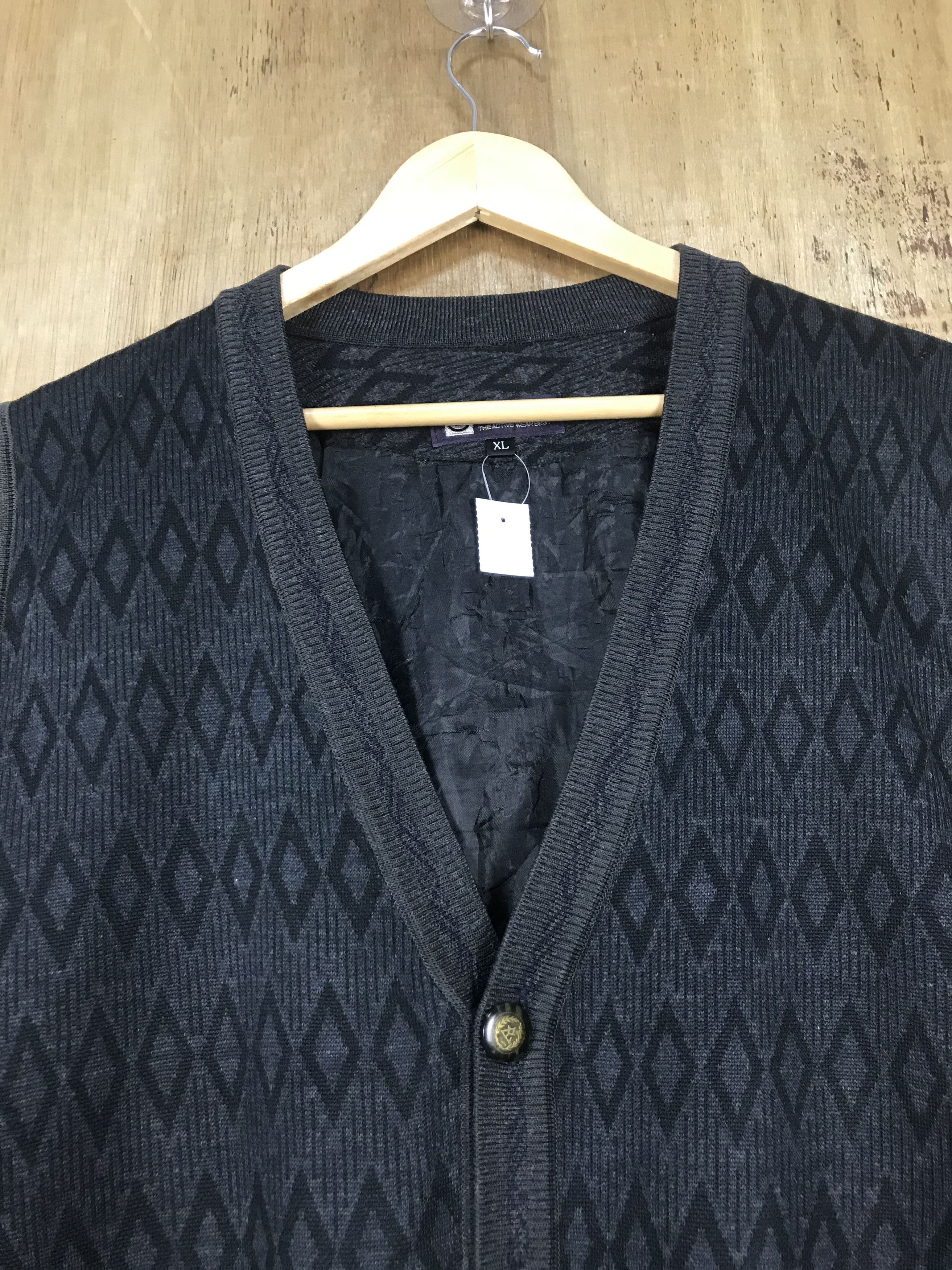 Vintage G.w.s Argyle Diamond graphite Monogram Knit Vest