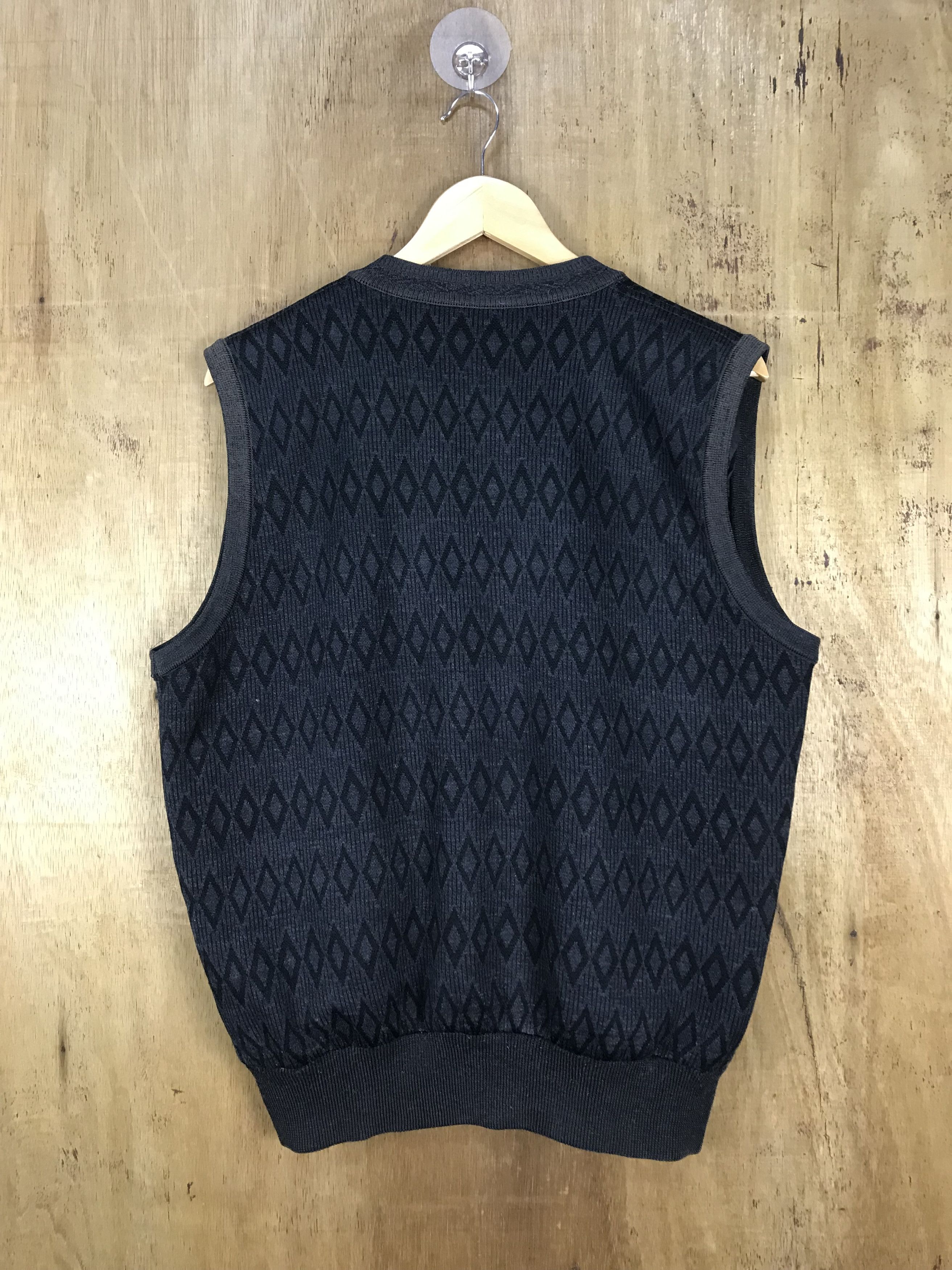 Vintage G.w.s Argyle Diamond graphite Monogram Knit Vest