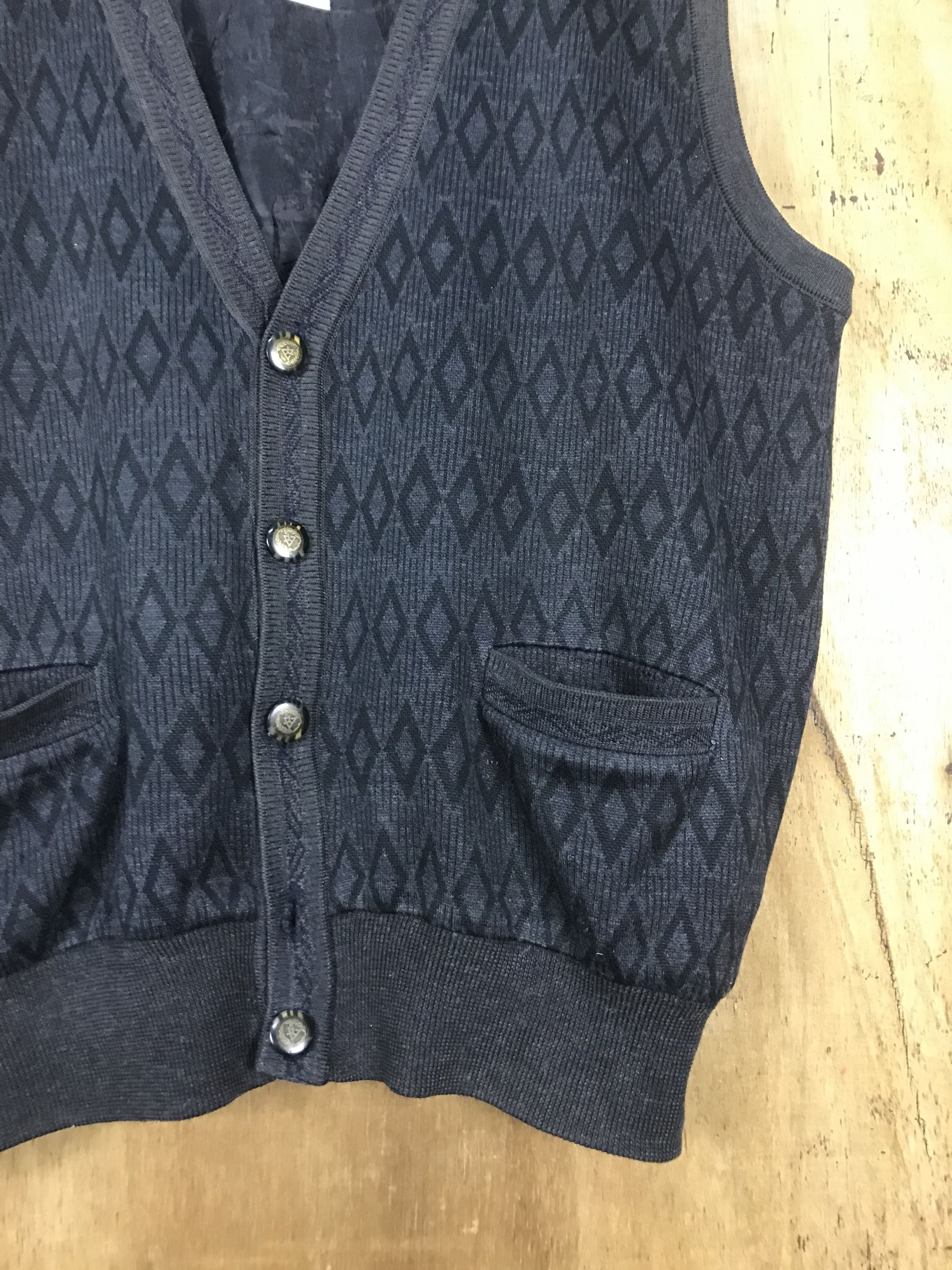 Vintage G.w.s Argyle Diamond graphite Monogram Knit Vest
