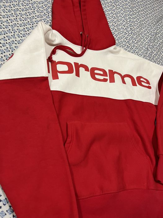 Supreme blocked hoodie discount red