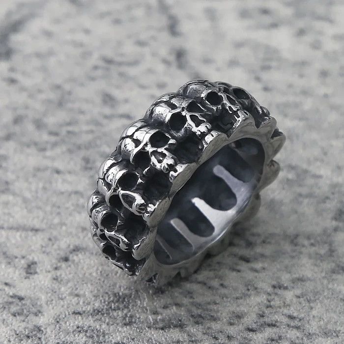 Jewelry × Vintage Skull Ring Large Solid Shop Skeleton Gothic Skull ...