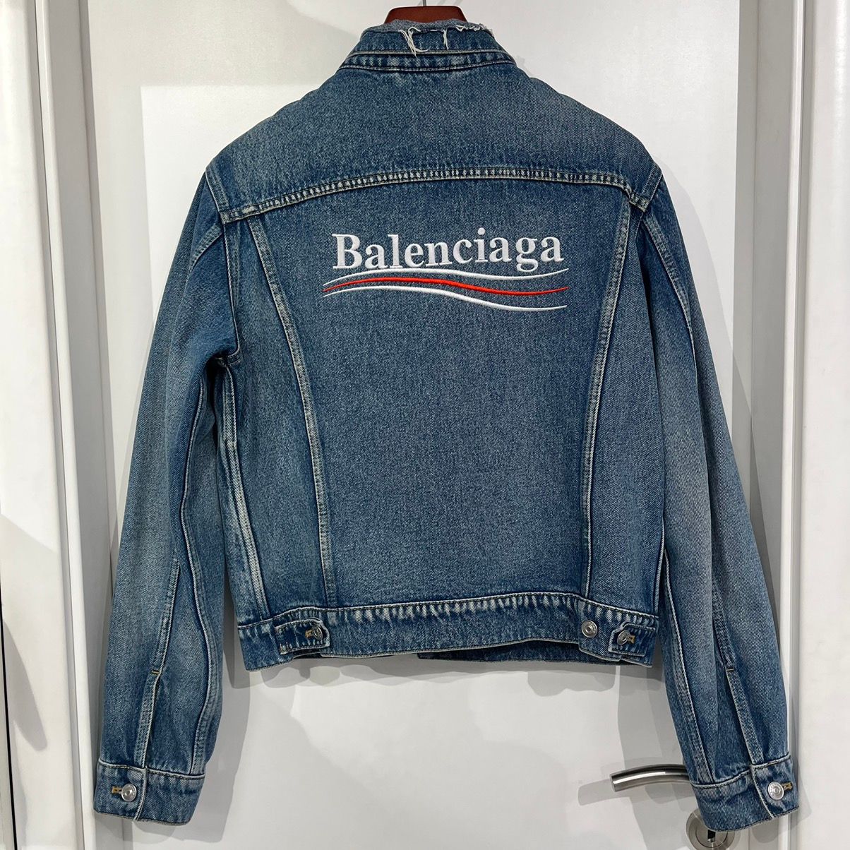 Pre-owned Balenciaga Denim Trucker Jacket Washed Blue