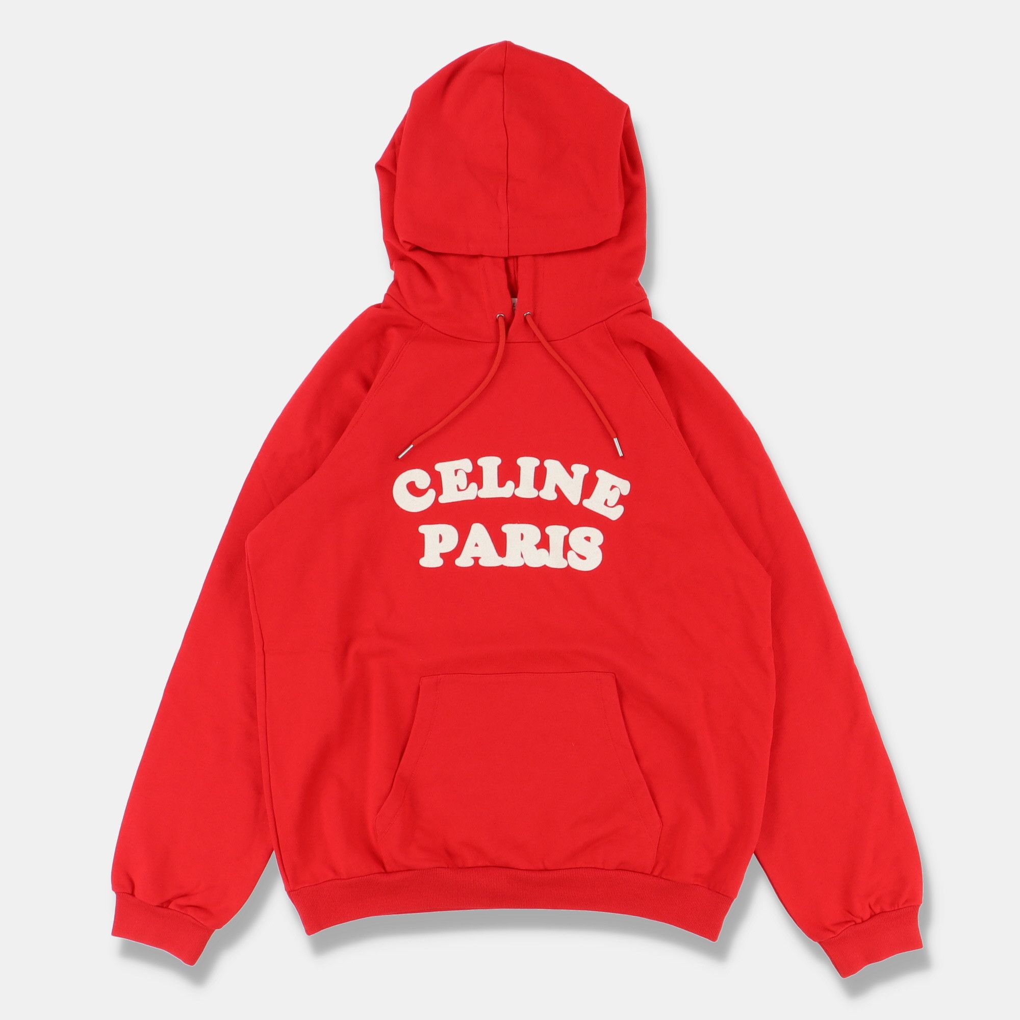 Celine Hedi Slimane Red Logo Hoodie in Cotton and Cashmere Blend Grailed