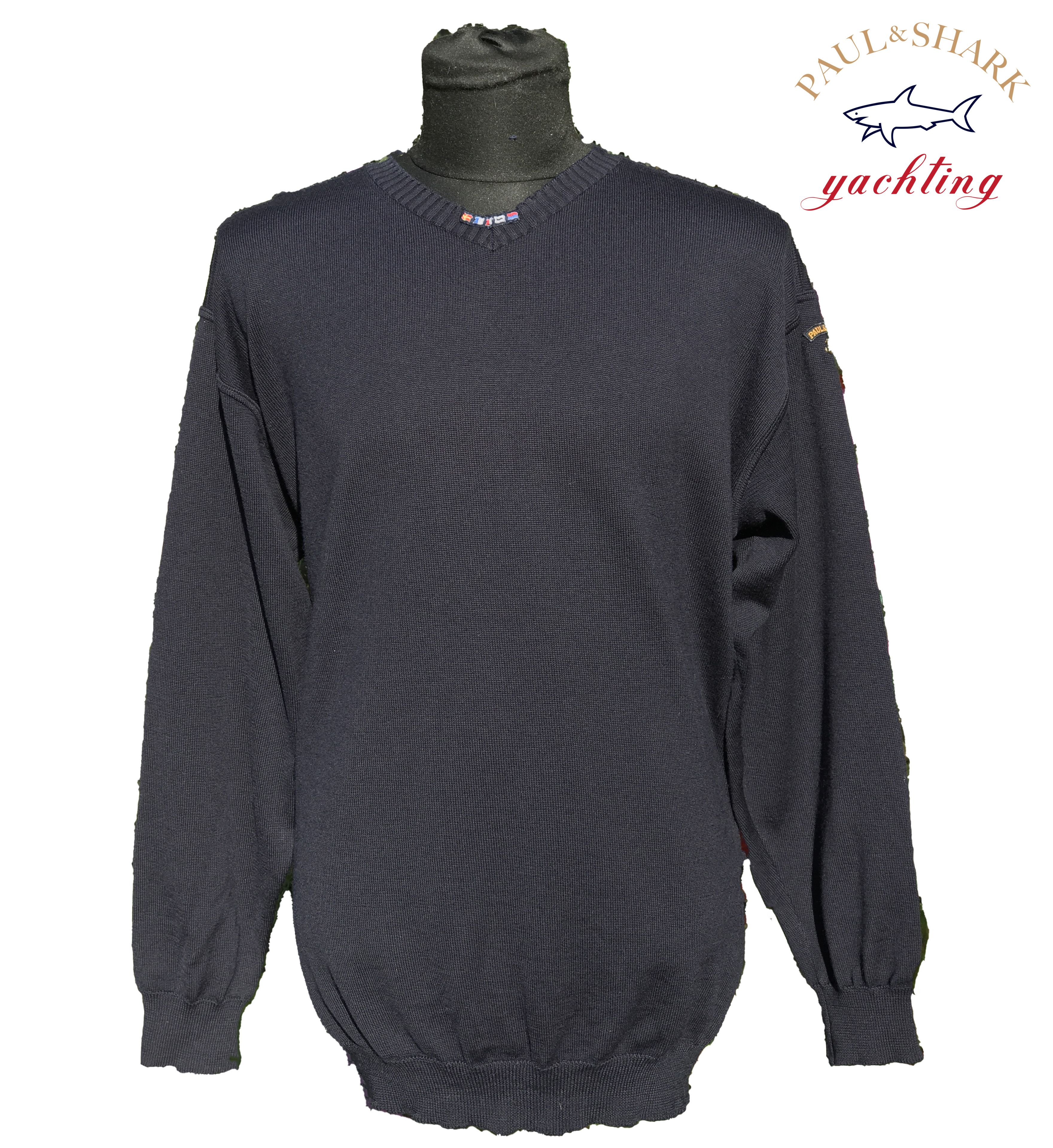 Pull Vintage Paul & Shark - Tricot Noir, Taille L Homme - Style Yachting Bretagne, Laine, Parfait état