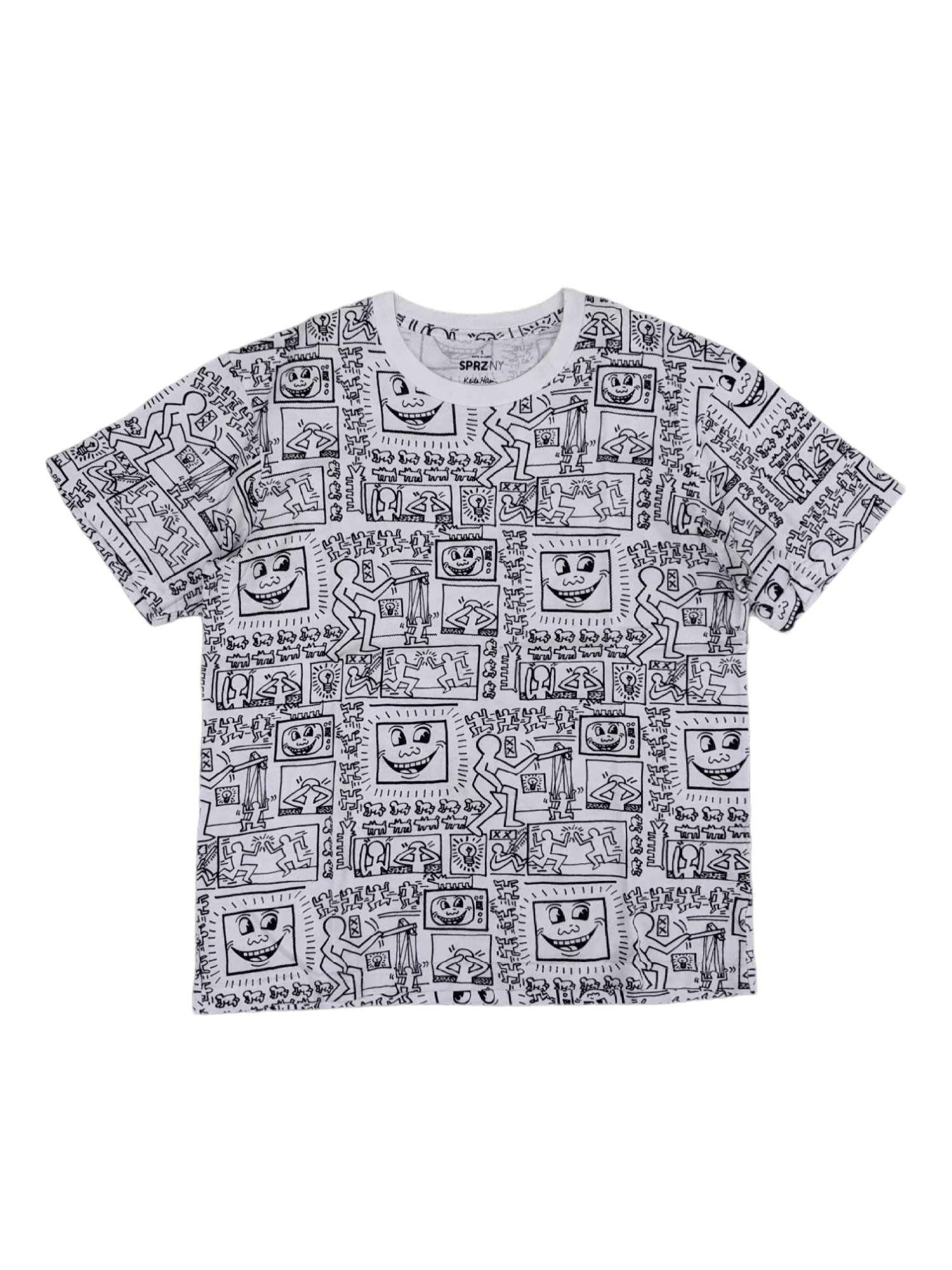 image of Keith Haring Full Print T-Shirt in White, Men's (Size XS)