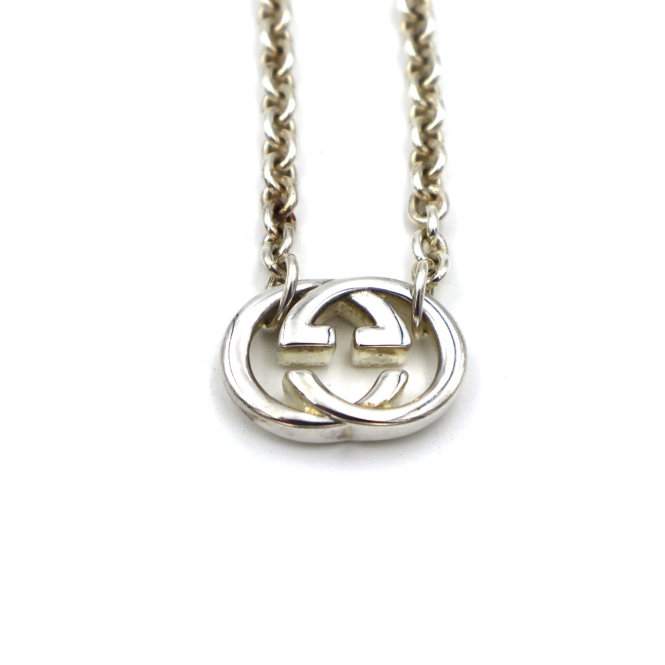 Gucci Vintage .925 Gucci Silver Interlocking G Pendant Necklace Size ONE SIZE - 4 Thumbnail