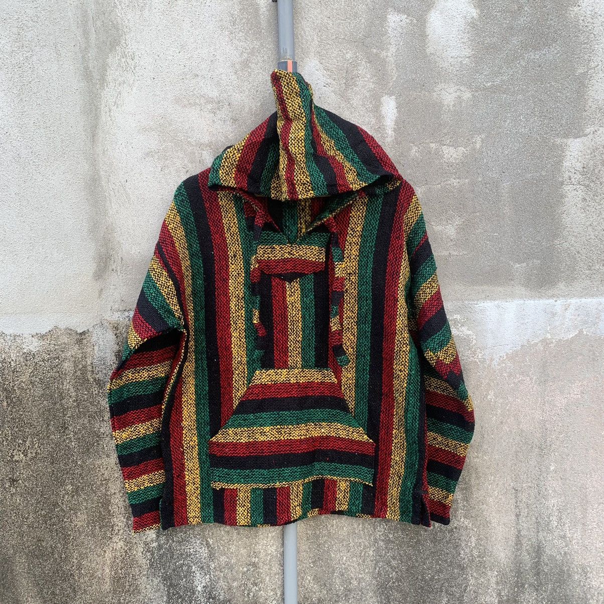 Mexican Threads × Mexicana × Vintage 1990’s Vintage Baja Mexican Sweater Baja Rasta Marley Hoodie Size US M / EU 48-50 / 2 - 1 Thumbnail