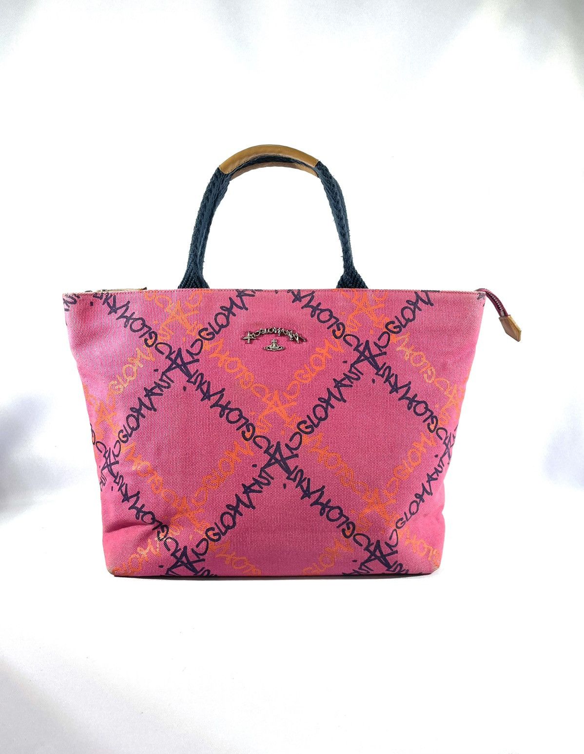 Vivienne Westwood Monogram Pink Canvas Tote Bag, Men's
