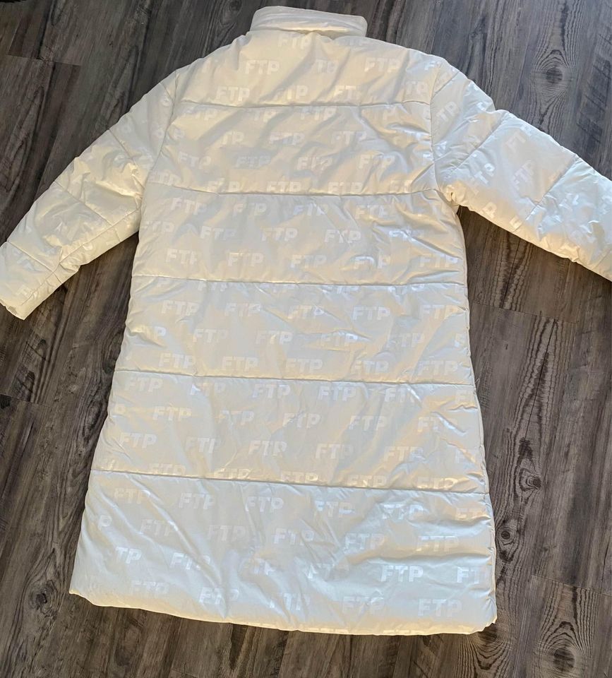 Fuck The Population FTP White Heavy Down Full Zip Trench Coat Size US XL / EU 56 / 4 - 6 Thumbnail