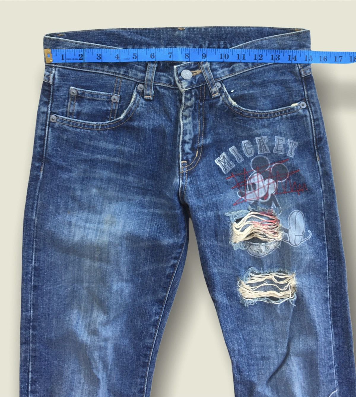Disney × Mickey Mouse Disney Mickey Mouse Distressed Denim Pants Size US 30 / EU 46 - 8 Thumbnail