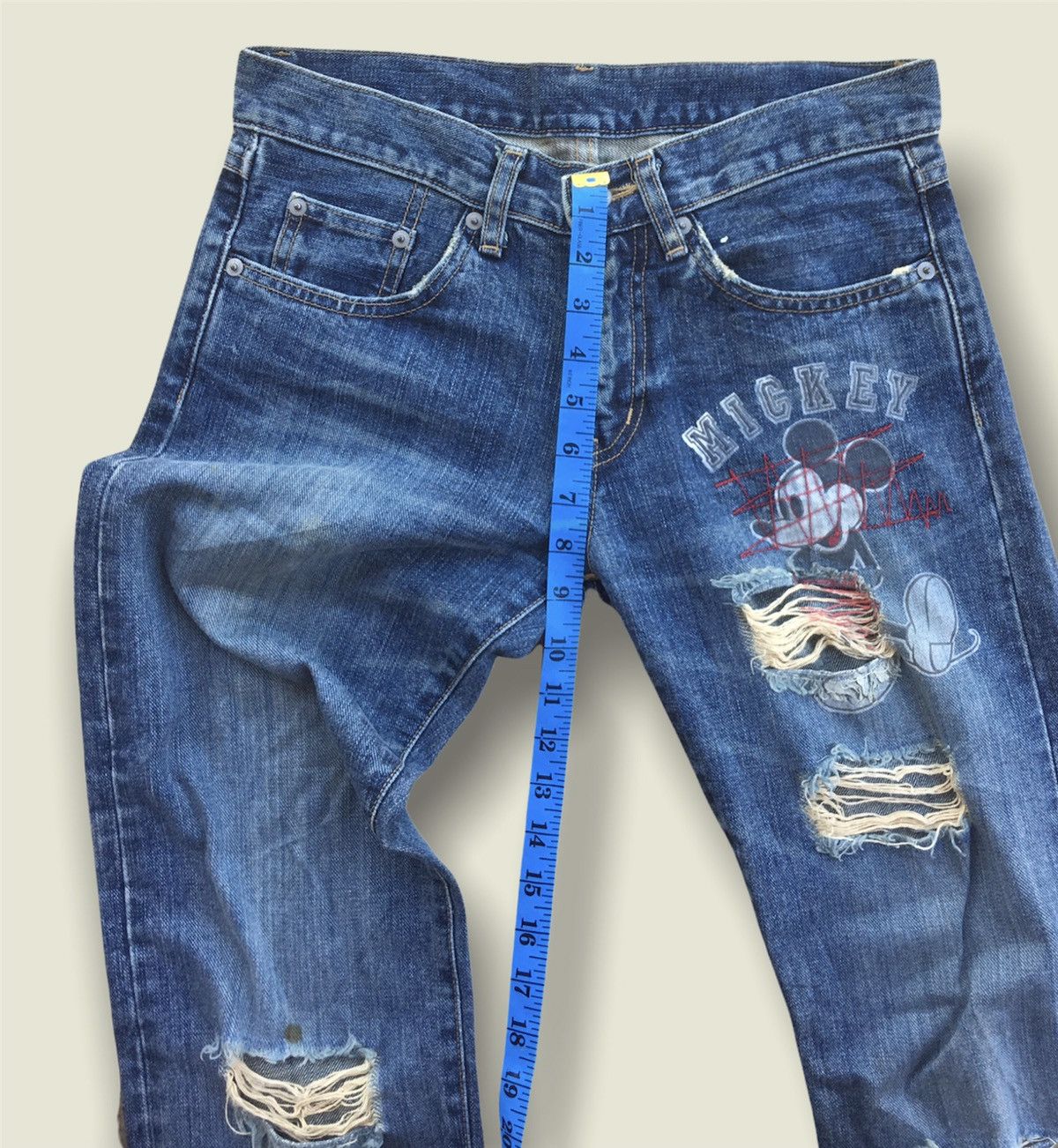 Disney × Mickey Mouse Disney Mickey Mouse Distressed Denim Pants Size US 30 / EU 46 - 9 Thumbnail