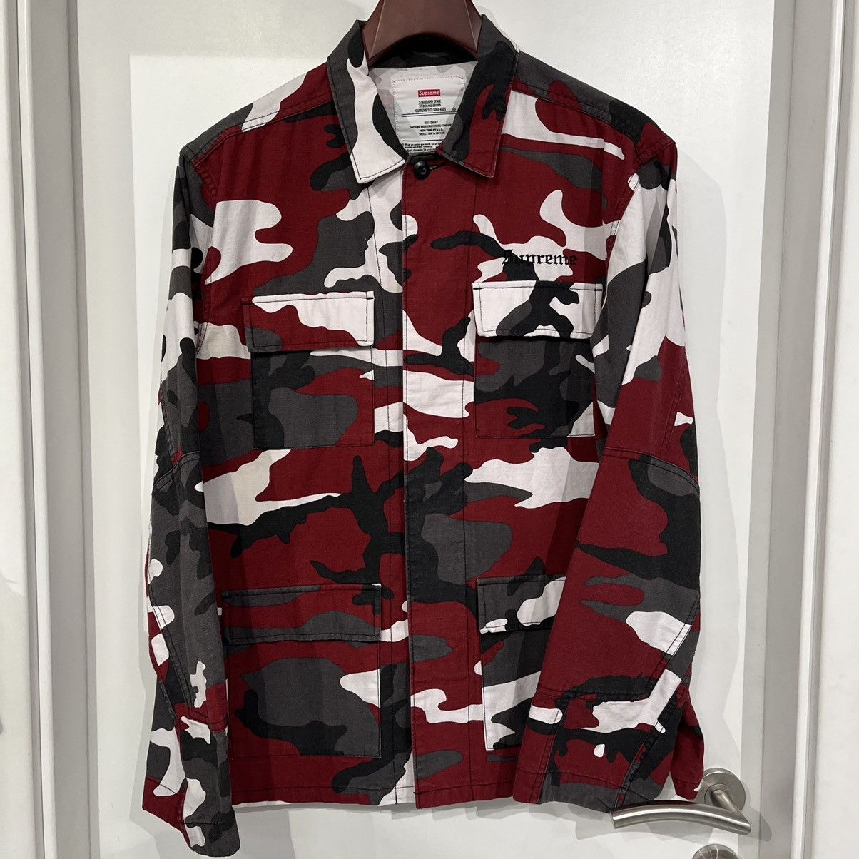 image of Supreme Hellraiser Bdu Shirt Red Camo, Men's (Size Medium)