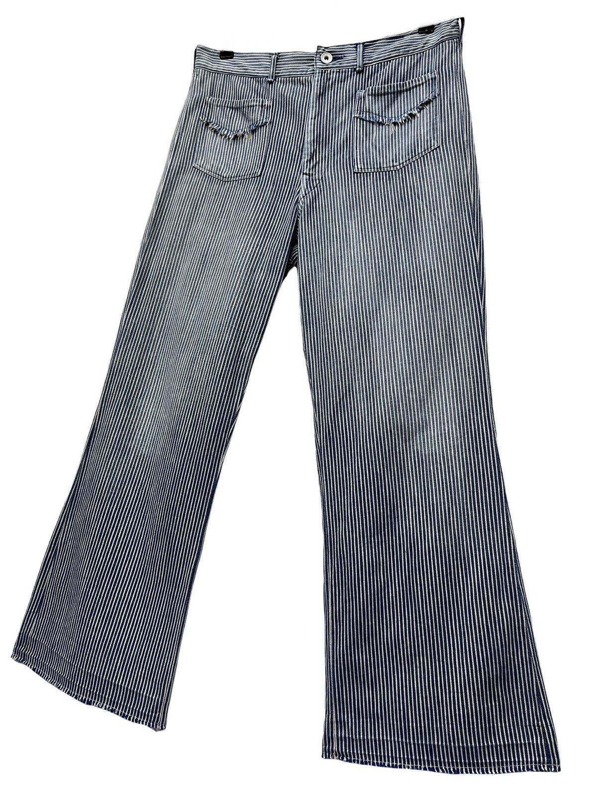 45rpm Vintage 45RPM Japan Hickory Stripes Released Hem Bush Pants Size US 31 - 1 Thumbnail