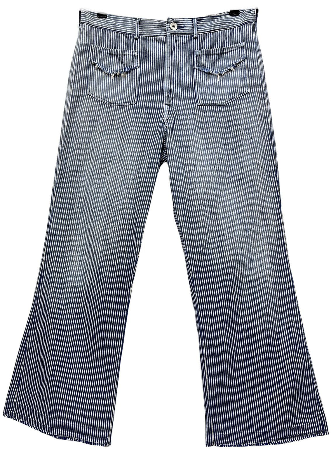 45rpm Vintage 45RPM Japan Hickory Stripes Released Hem Bush Pants Size US 31 - 2 Thumbnail