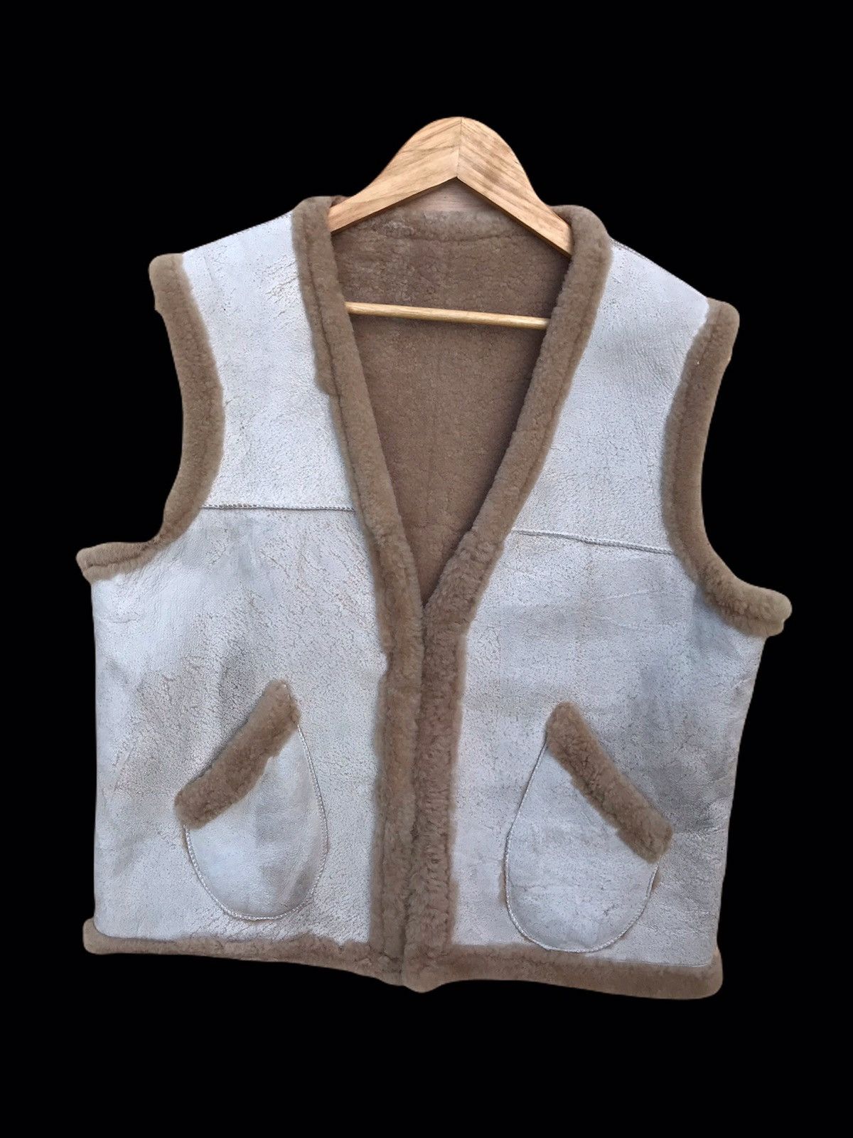 Achive! Vest Sherpa Leather Shearling Japanese Brands