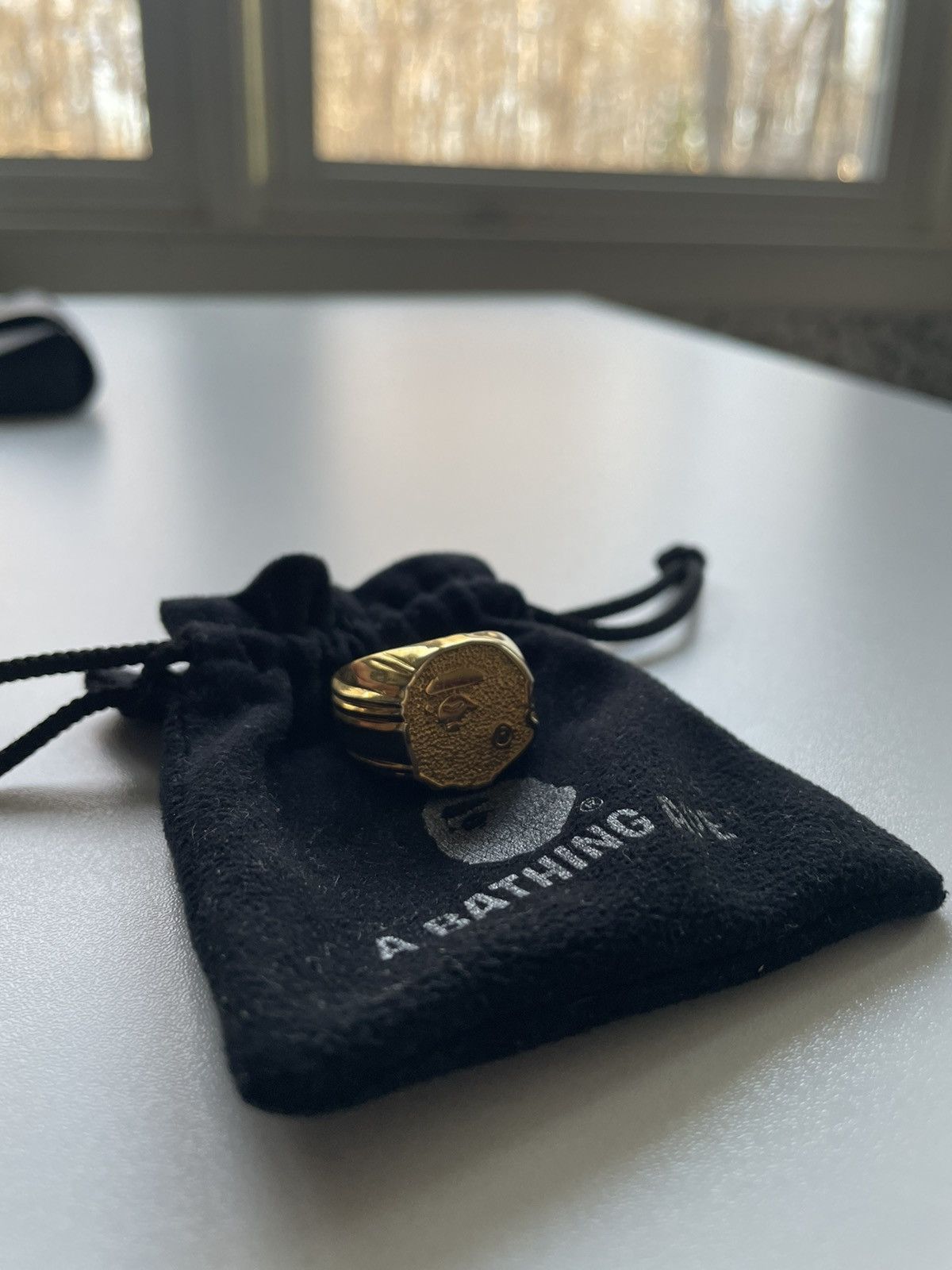 image of Bape Ape Head Gold Ring, Men's
