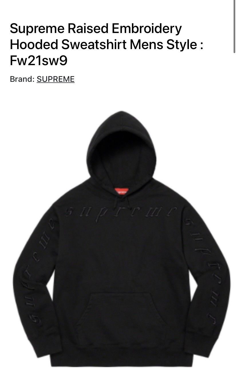 Supreme sleeve embroidery hooded sweatshirt black on sale