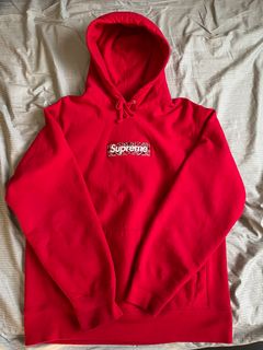 NEW IN BAG WITH TAG SUPREME BANDANA BOX LOGO HOODED SWEATSHIRT RED LARGE DS  FW19