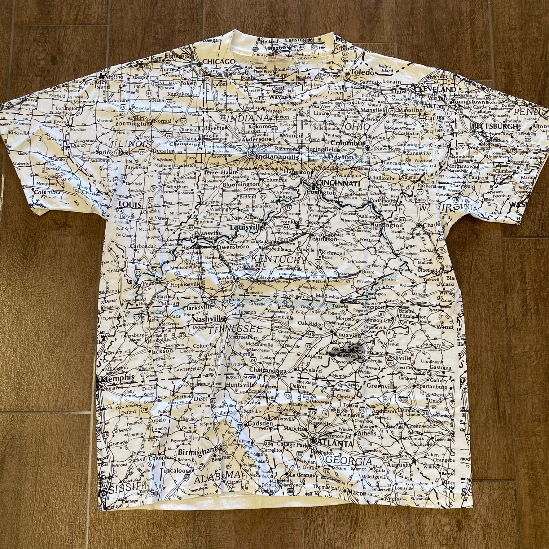 Hanes Midwest Road Map Vintage T-Shirt Size US L / EU 52-54 / 3 - 1 Thumbnail