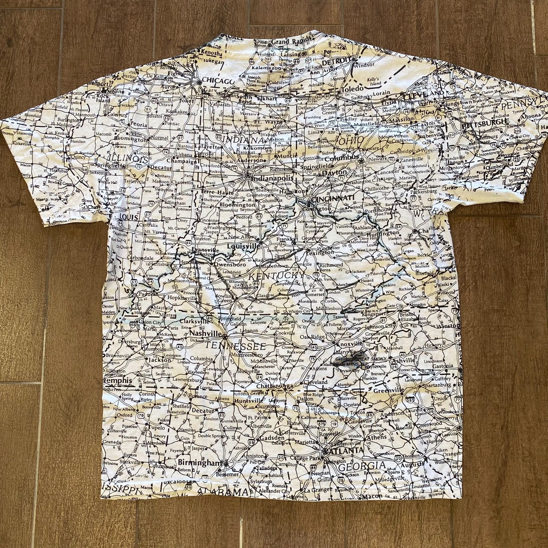 Hanes Midwest Road Map Vintage T-Shirt Size US L / EU 52-54 / 3 - 4 Thumbnail
