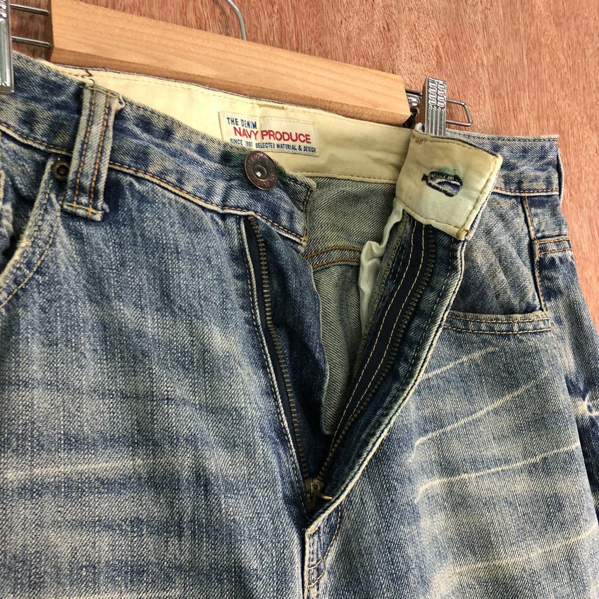Japanese Brand DLL Navy Produce Blue distressed Denim vintage Pants #c206 Size US 32 / EU 48 - 6 Thumbnail