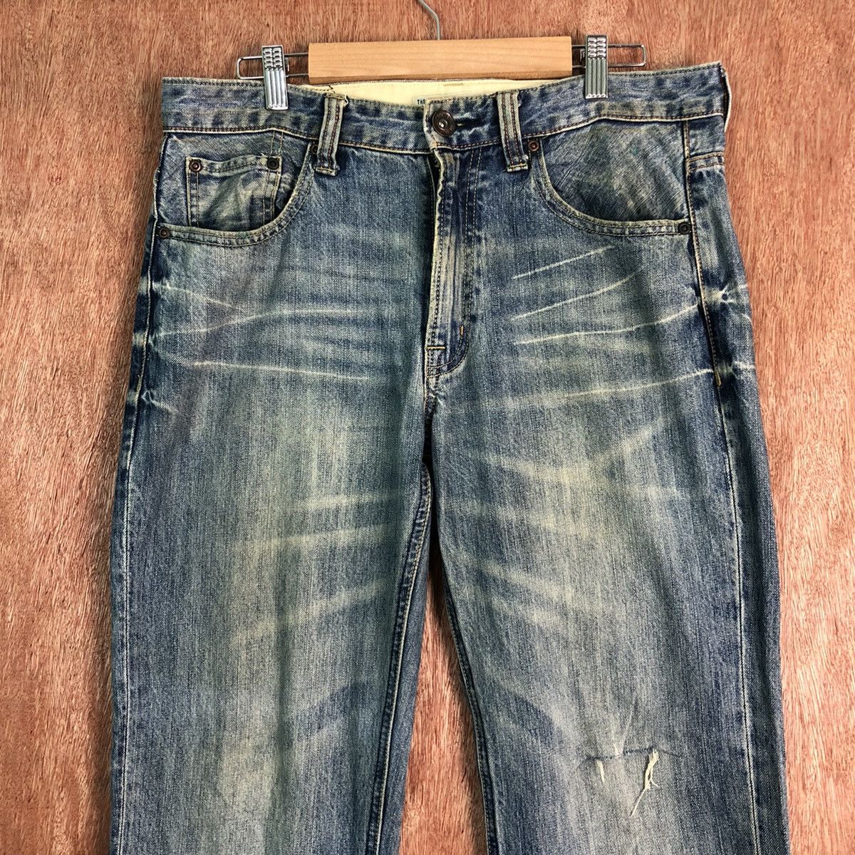 Japanese Brand DLL Navy Produce Blue distressed Denim vintage Pants #c206 Size US 32 / EU 48 - 2 Thumbnail