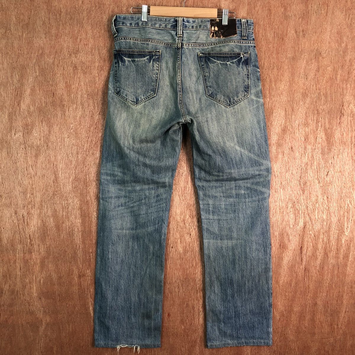 Japanese Brand DLL Navy Produce Blue distressed Denim vintage Pants #c206 Size US 32 / EU 48 - 7 Thumbnail