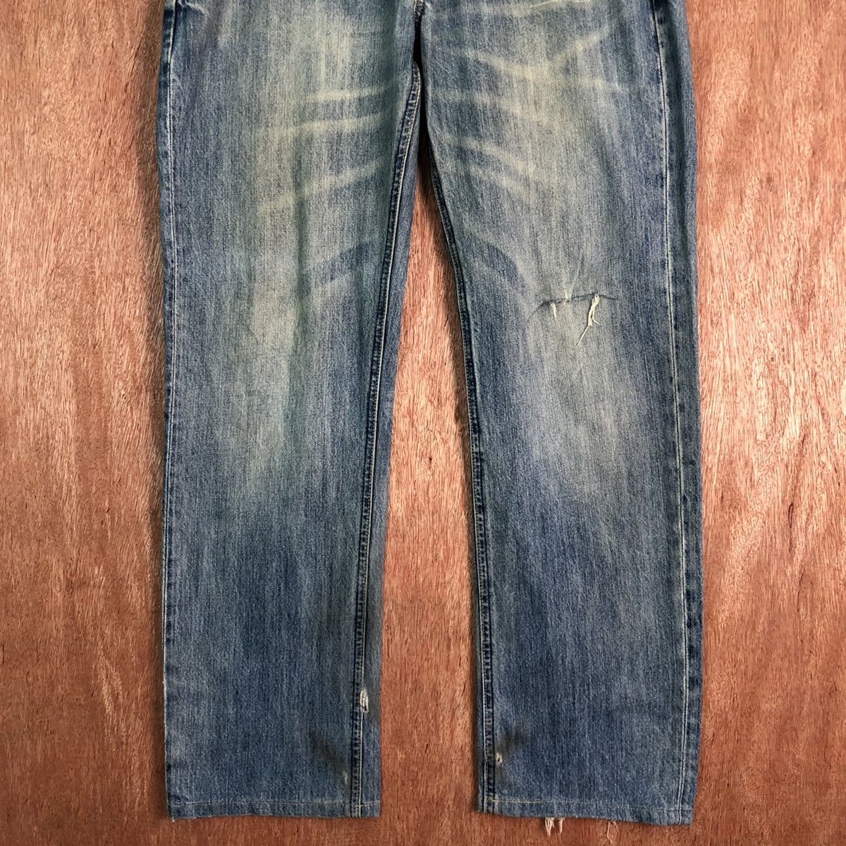 Japanese Brand DLL Navy Produce Blue distressed Denim vintage Pants #c206 Size US 32 / EU 48 - 3 Thumbnail