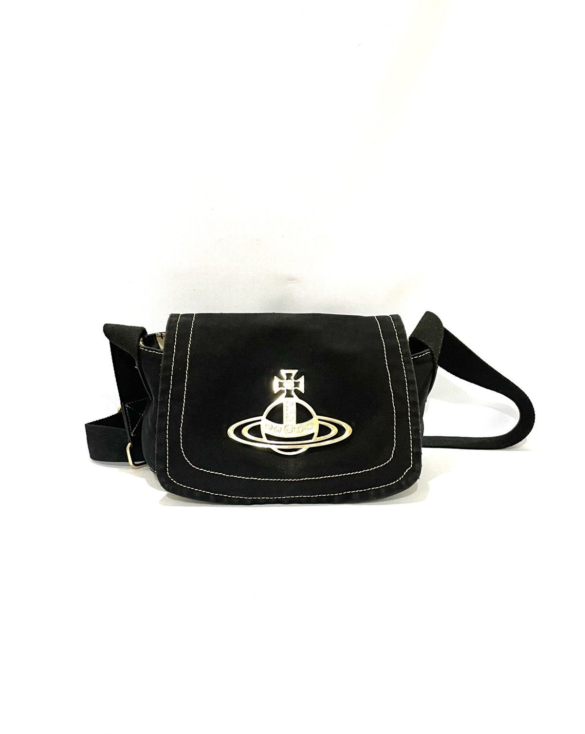 Vivienne Westwood Gold Orb Edgewear Crossbody Bag in Black, Men's