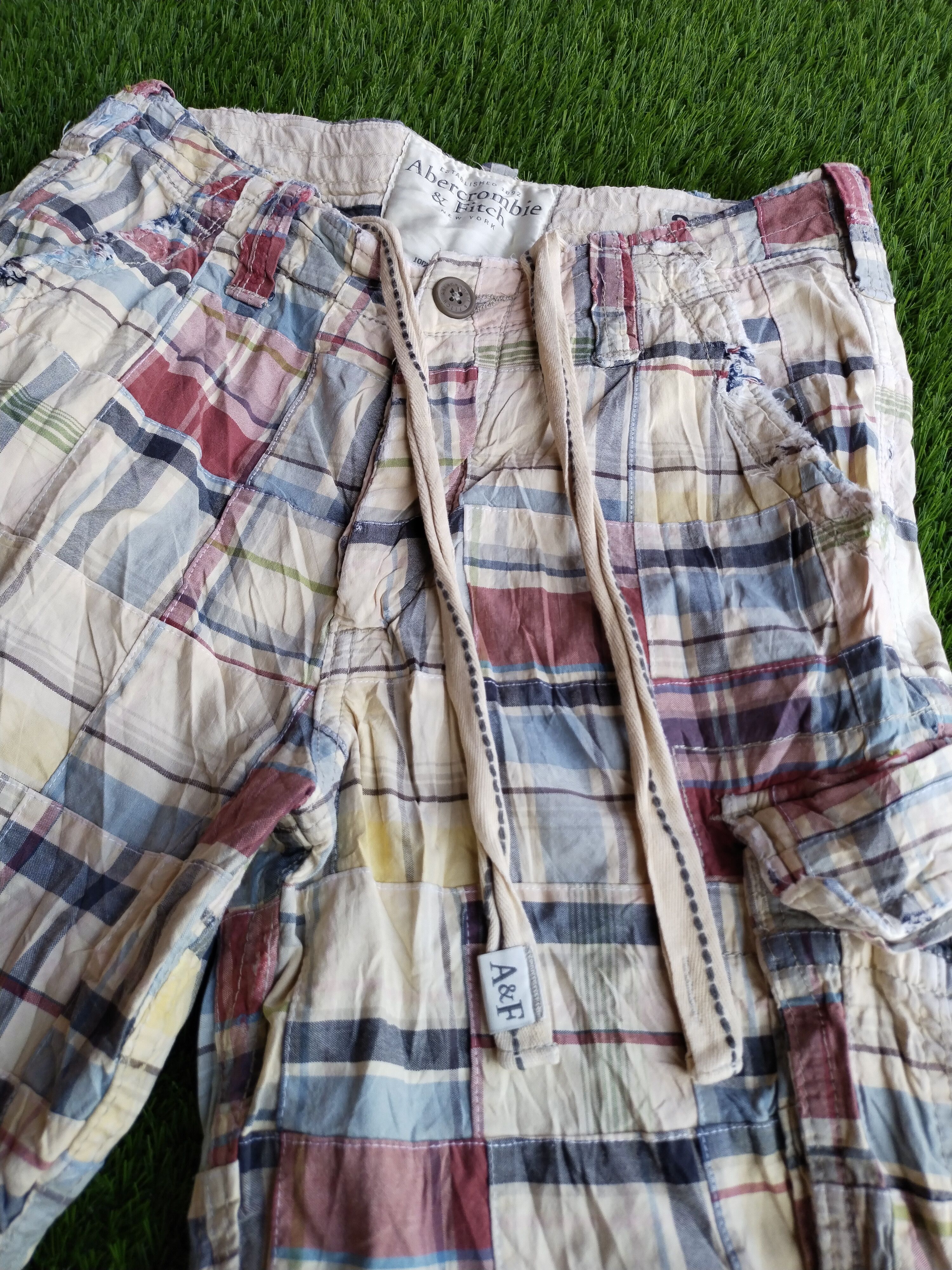 Abercrombie & Fitch × Japanese Brand Abercrombie & Fitch AF Cargo Shorts Patchwork Plaid Mens Size US 32 / EU 48 - 10 Thumbnail