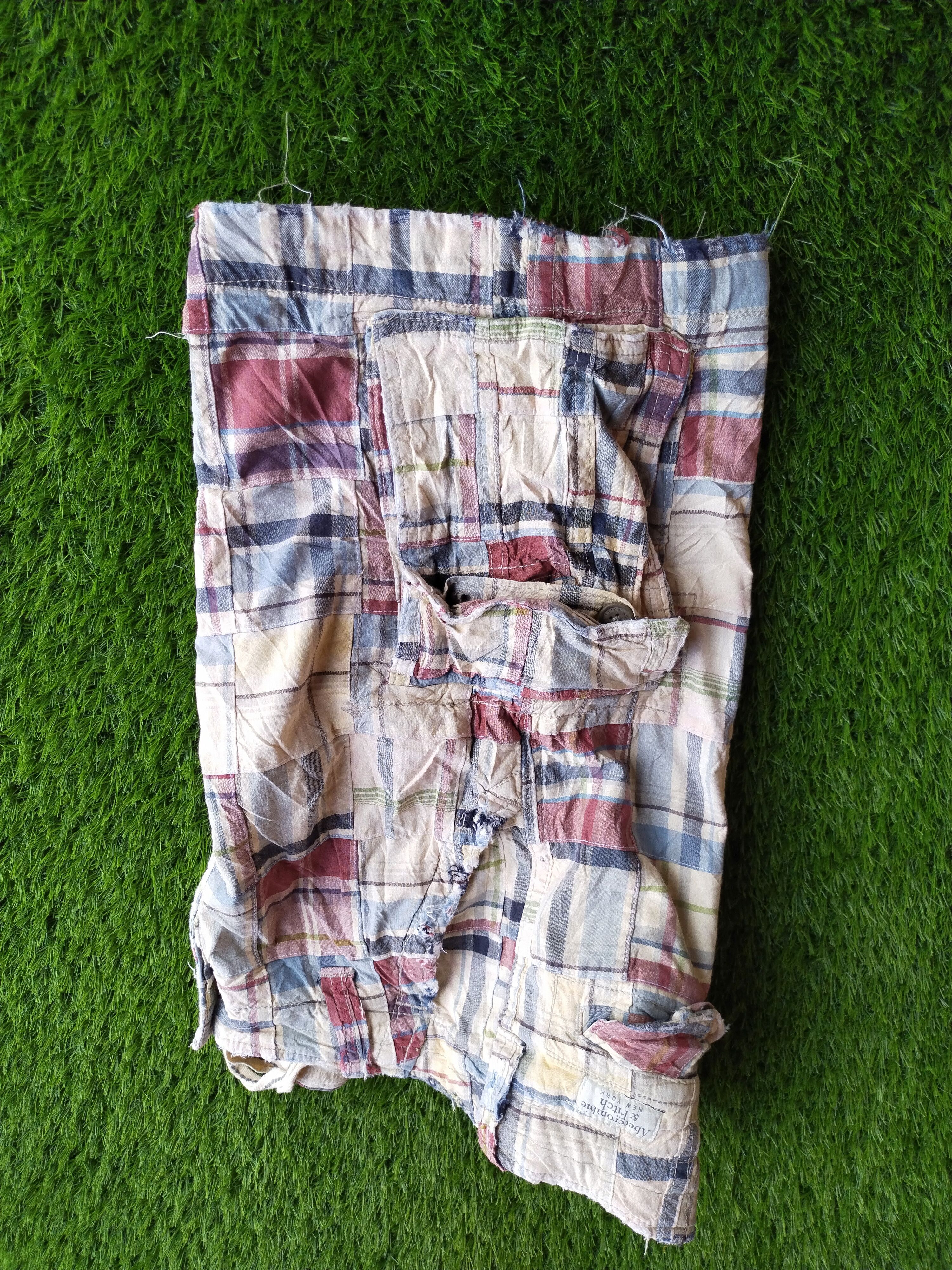 Abercrombie & Fitch × Japanese Brand Abercrombie & Fitch AF Cargo Shorts Patchwork Plaid Mens Size US 32 / EU 48 - 3 Thumbnail