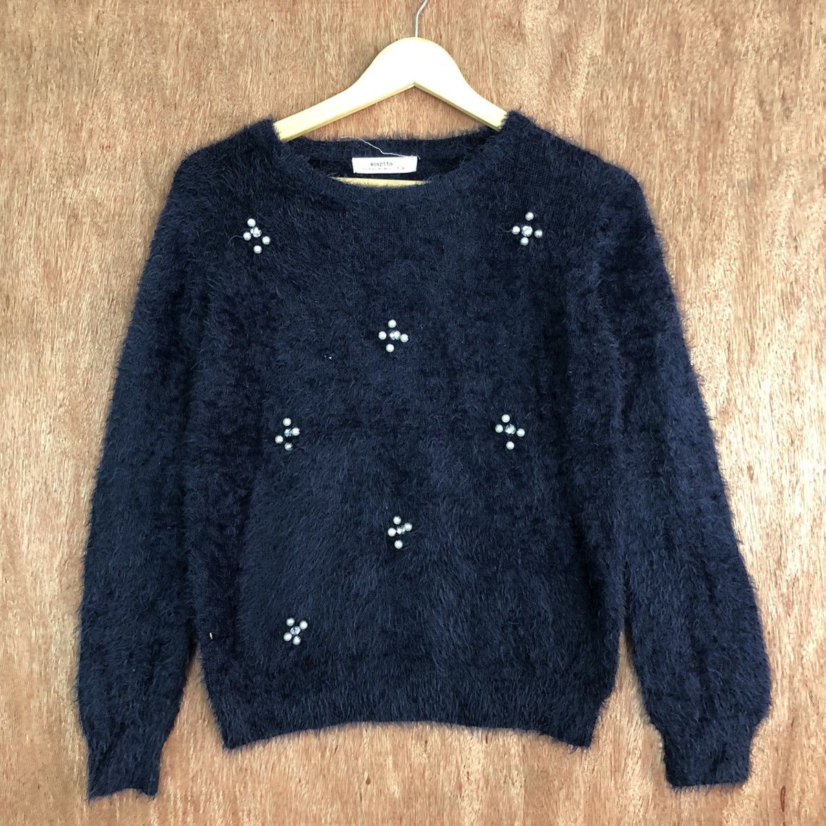 Homespun Knitwear DLL Sospita Dark Blue Mohair Shag Shaggy Knitwear #c361 Size S / US 4 / IT 40 - 3 Thumbnail