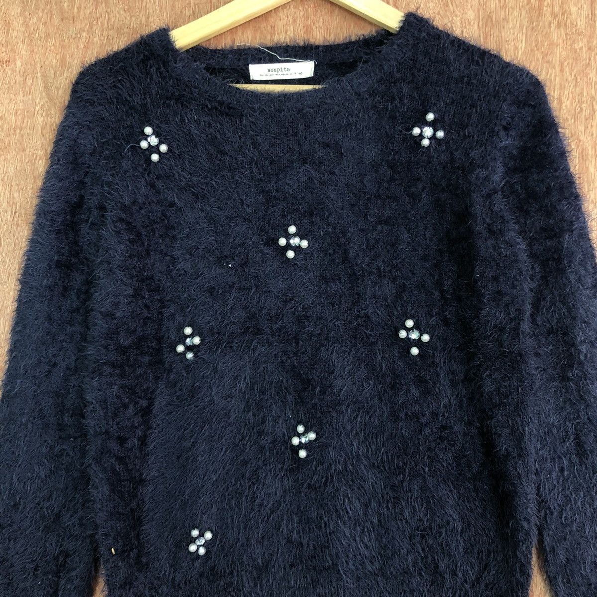 Homespun Knitwear DLL Sospita Dark Blue Mohair Shag Shaggy Knitwear #c361 Size S / US 4 / IT 40 - 8 Thumbnail