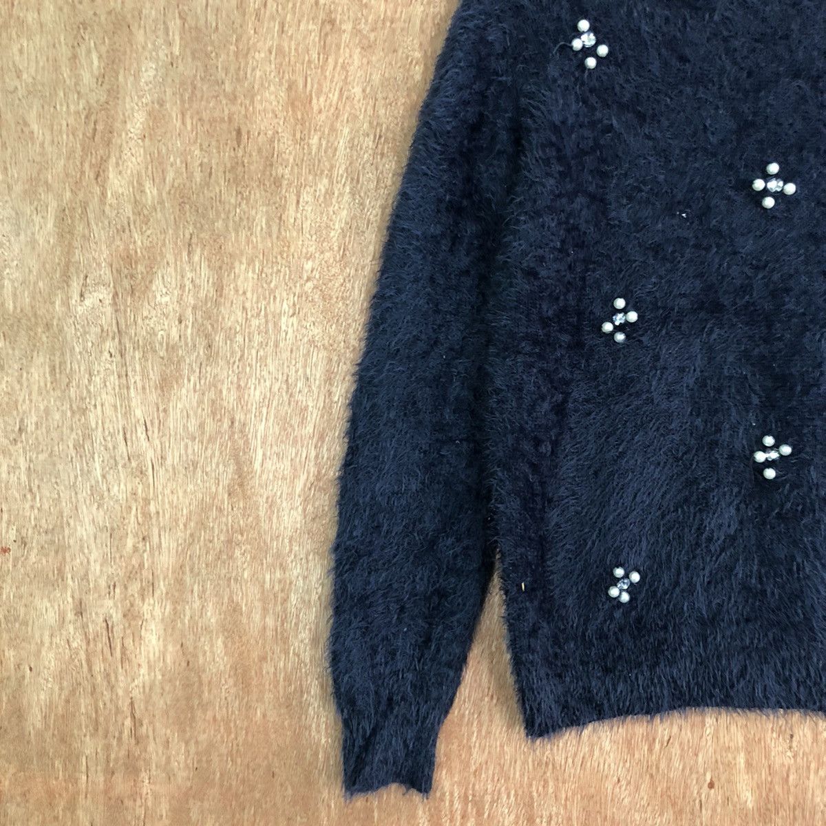 Homespun Knitwear DLL Sospita Dark Blue Mohair Shag Shaggy Knitwear #c361 Size S / US 4 / IT 40 - 7 Thumbnail