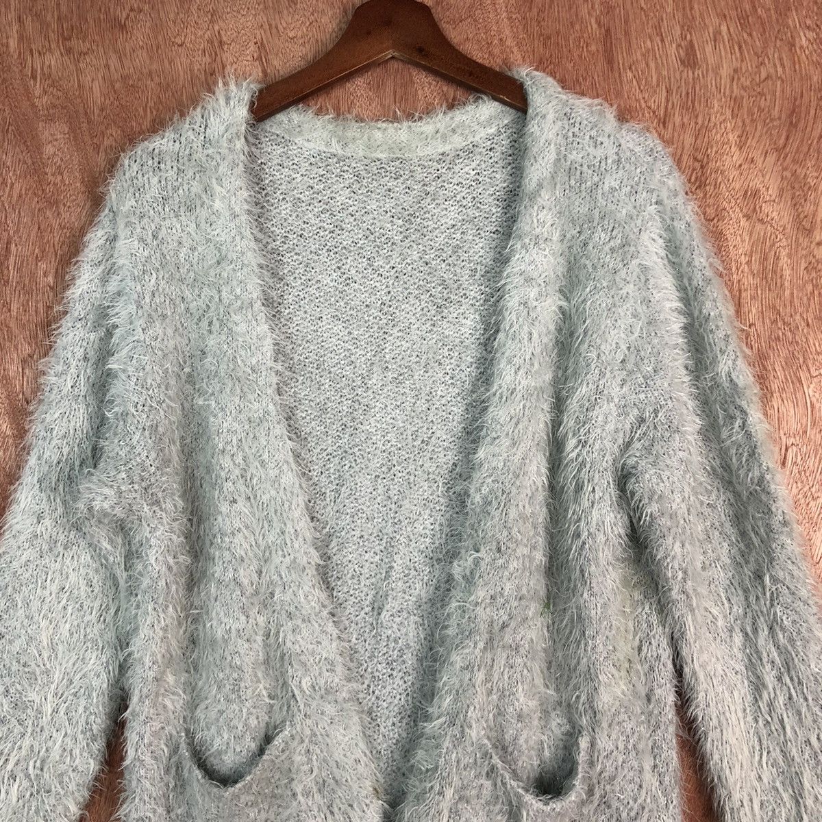 Japanese Brand DLL VIS Japan Grey Mohair shag shaggy fur Cardigan #c355 Size US M / EU 48-50 / 2 - 2 Thumbnail
