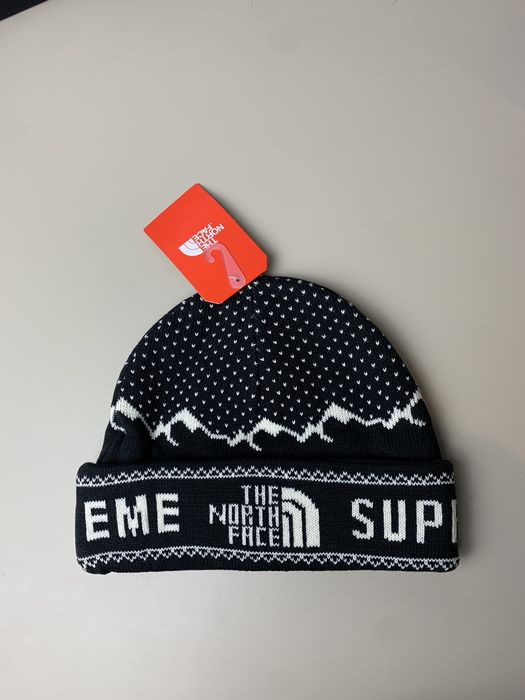 Supreme the north on sale face fold beanie black