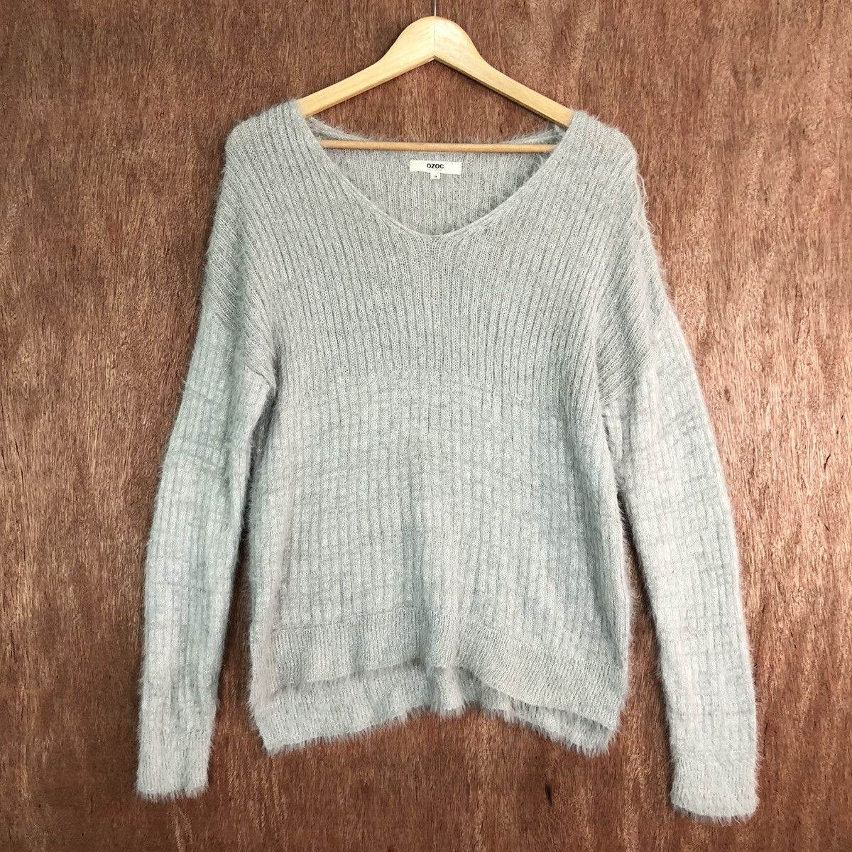 DLL OZOC Grey mohair fur shaggy japan knitwear #c369