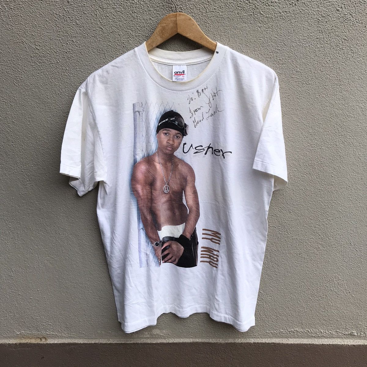 image of Rap Tees x Vintage 90's Usher Rap Tee Hiphop Eminem Dr Dre in White, Men's (Size Large)