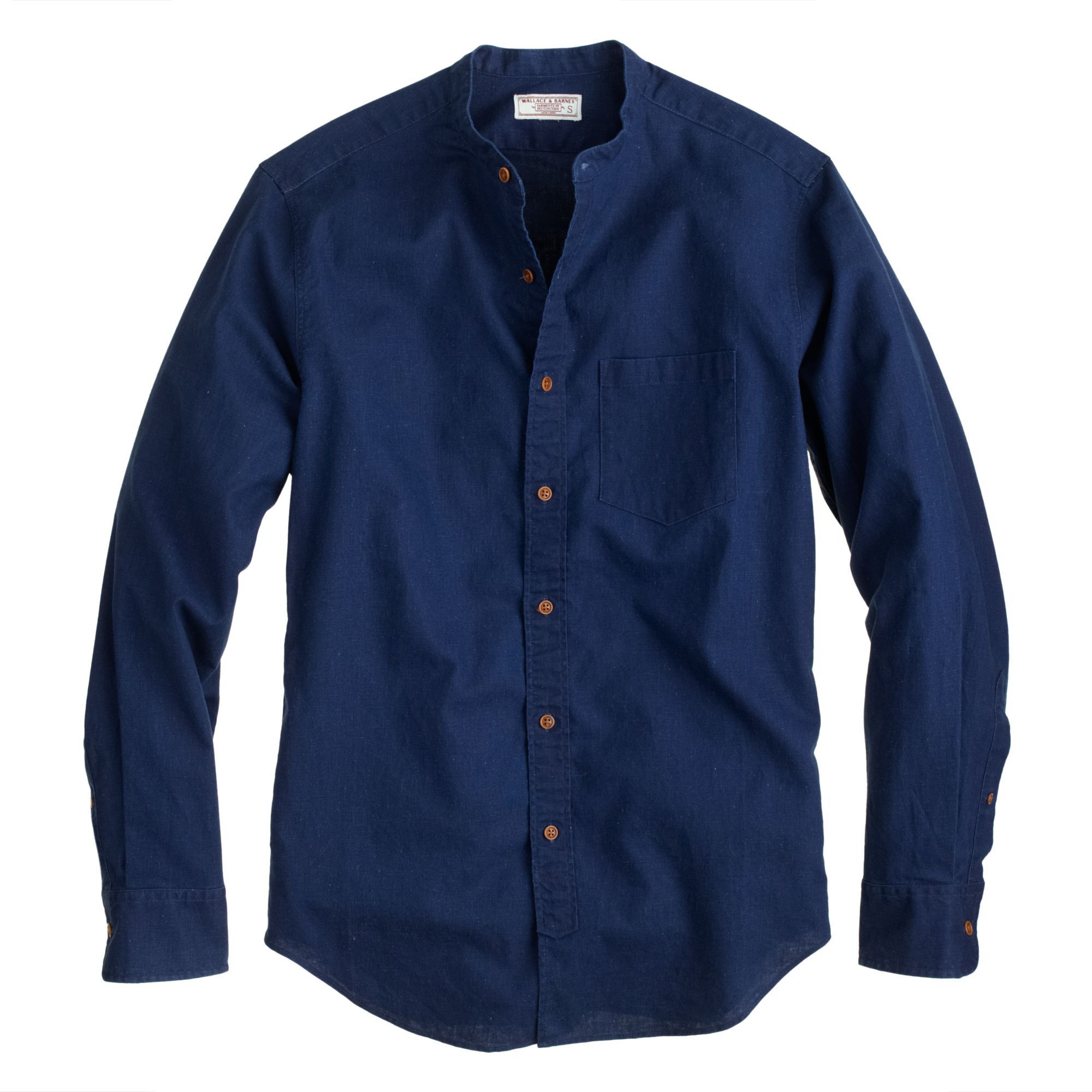 Wallace & Barnes Indigo Dyed Band Collar Shirt | Grailed