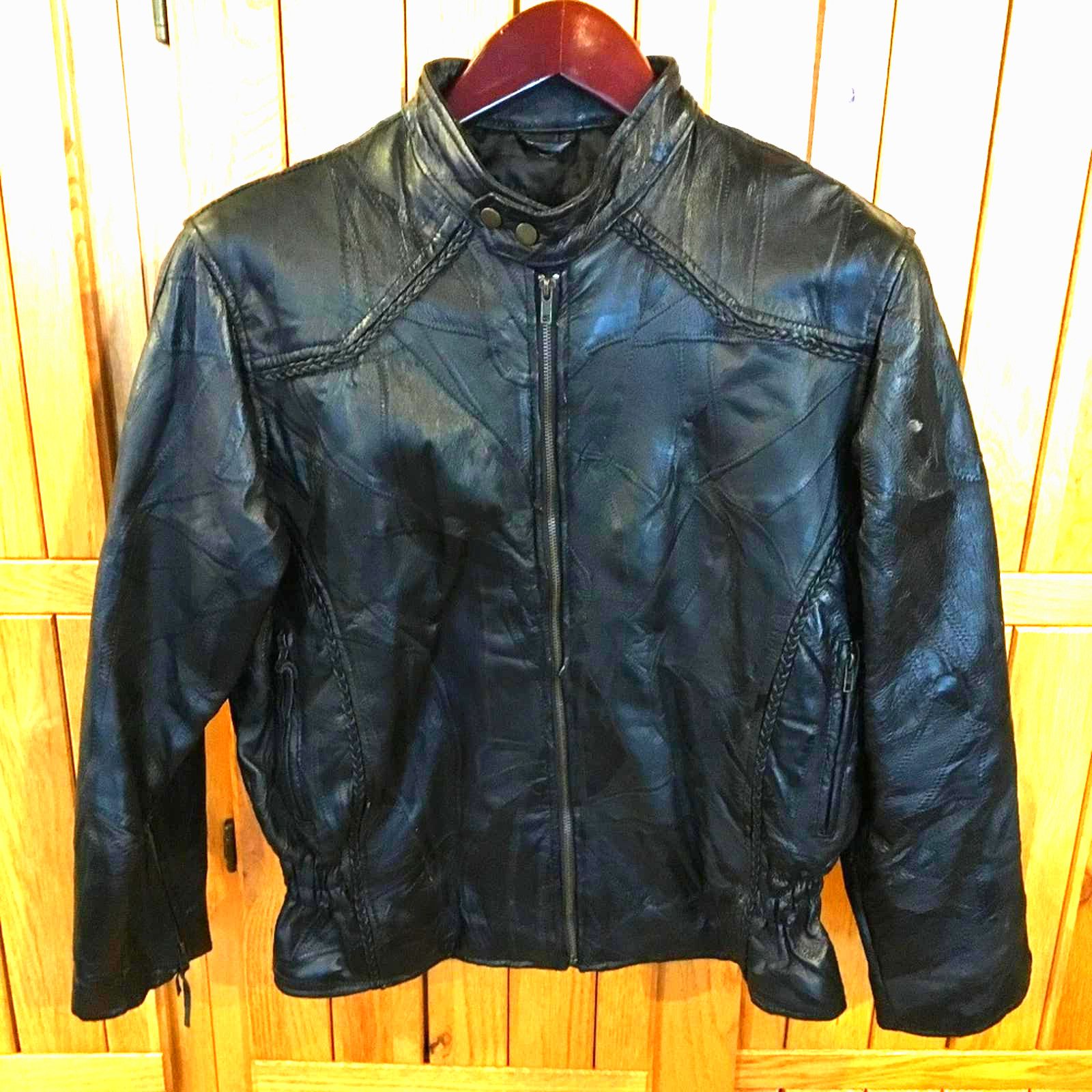 Diamond Vintage 90s Diamond Plate Buffalo Leather Biker Jacket XL