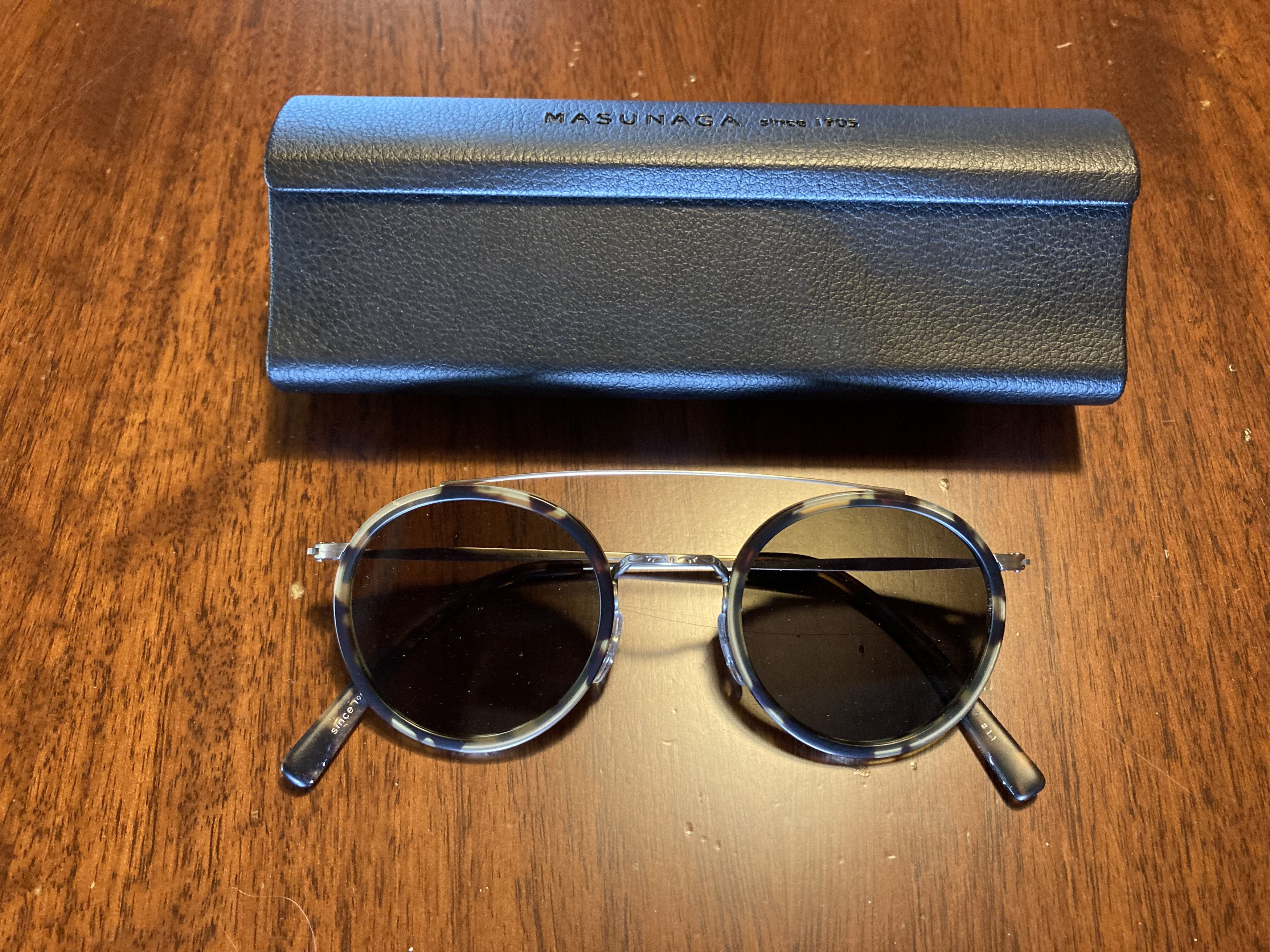 MASUNAGA SUNGLASSES purchases GMS-804SP ROUND BLACK / GOLD DOUBLE BRIDGE