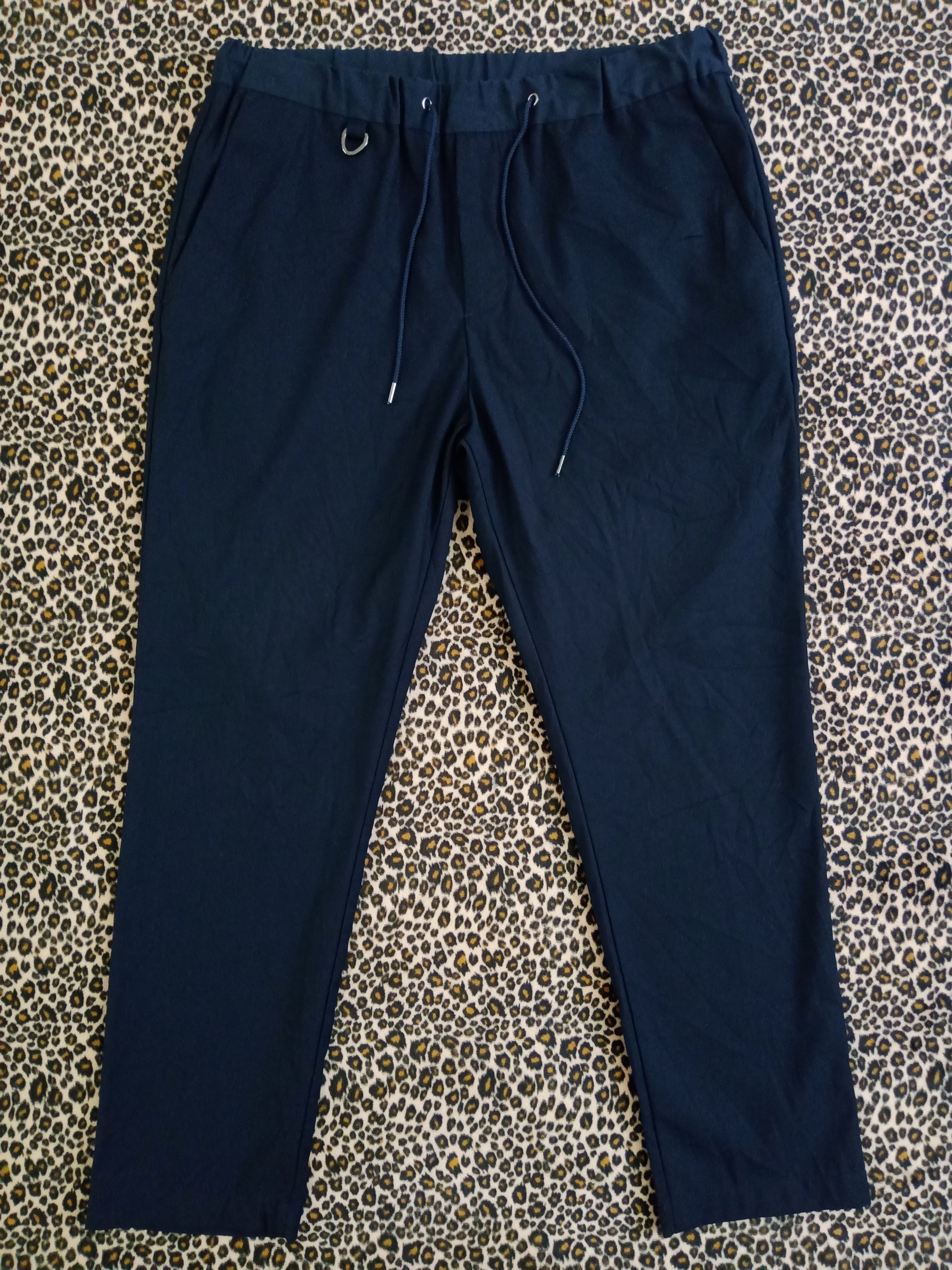 image of Nano Universe Japan Cropped Pants Drawstring Vintage Style in Navy Blue, Men's (Size 32)
