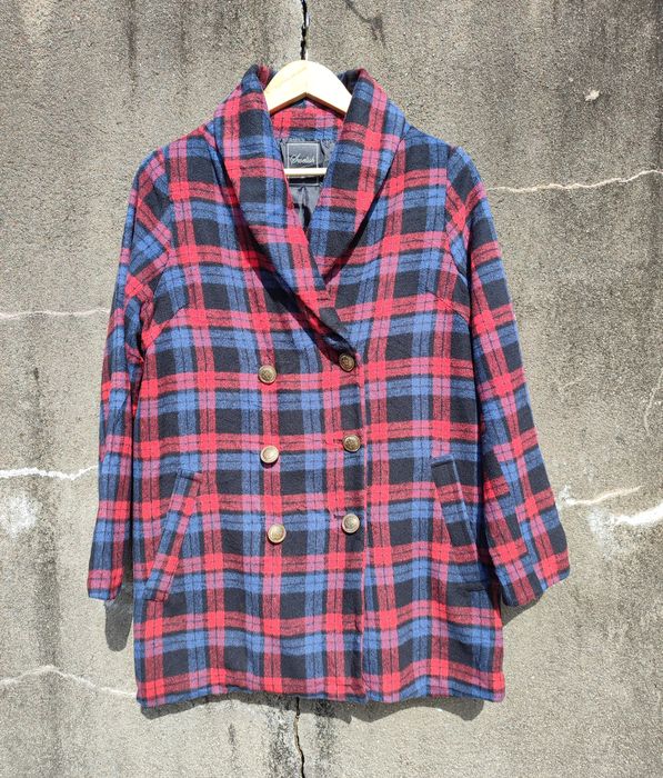 Designer Swelish Plaid Double Breasted Wool PeaCoat Nice Design | Grailed