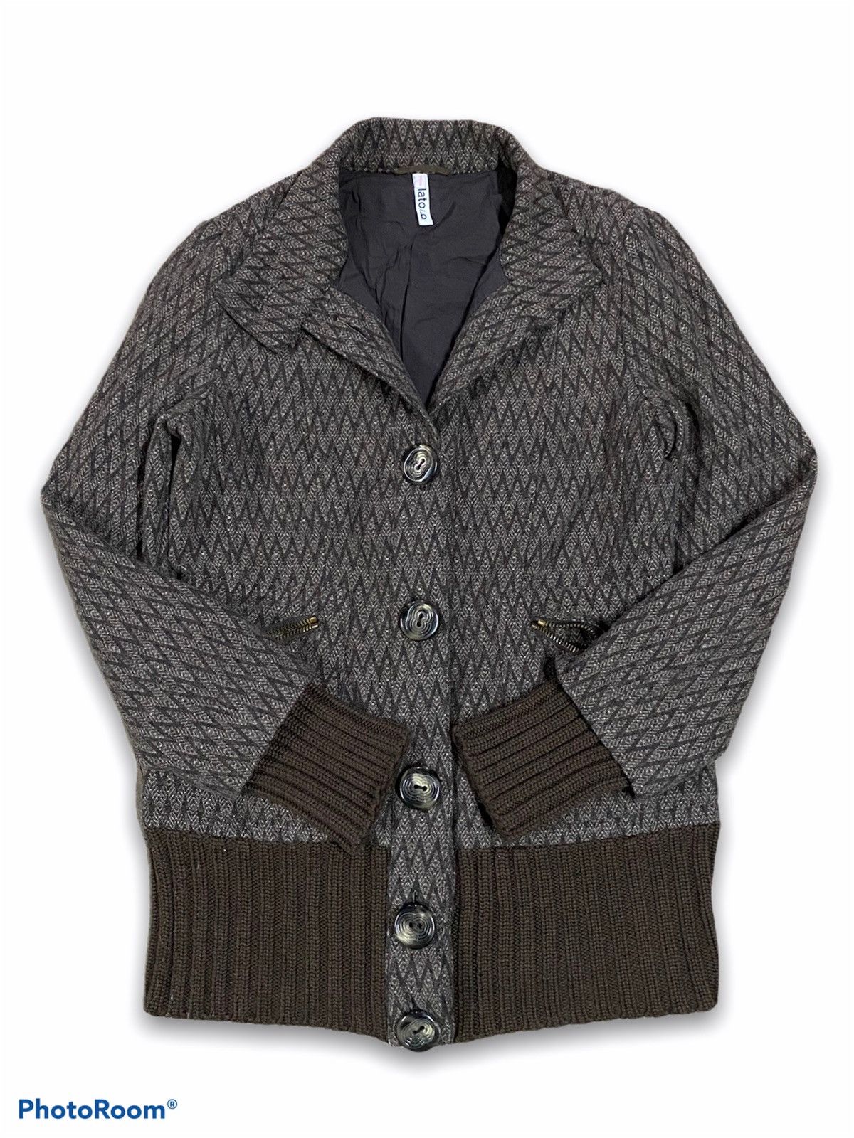 image of Italian Designers Lato Italian Designer Valentino Inspired Wool Jacket in Brown, Men's (Size XS)