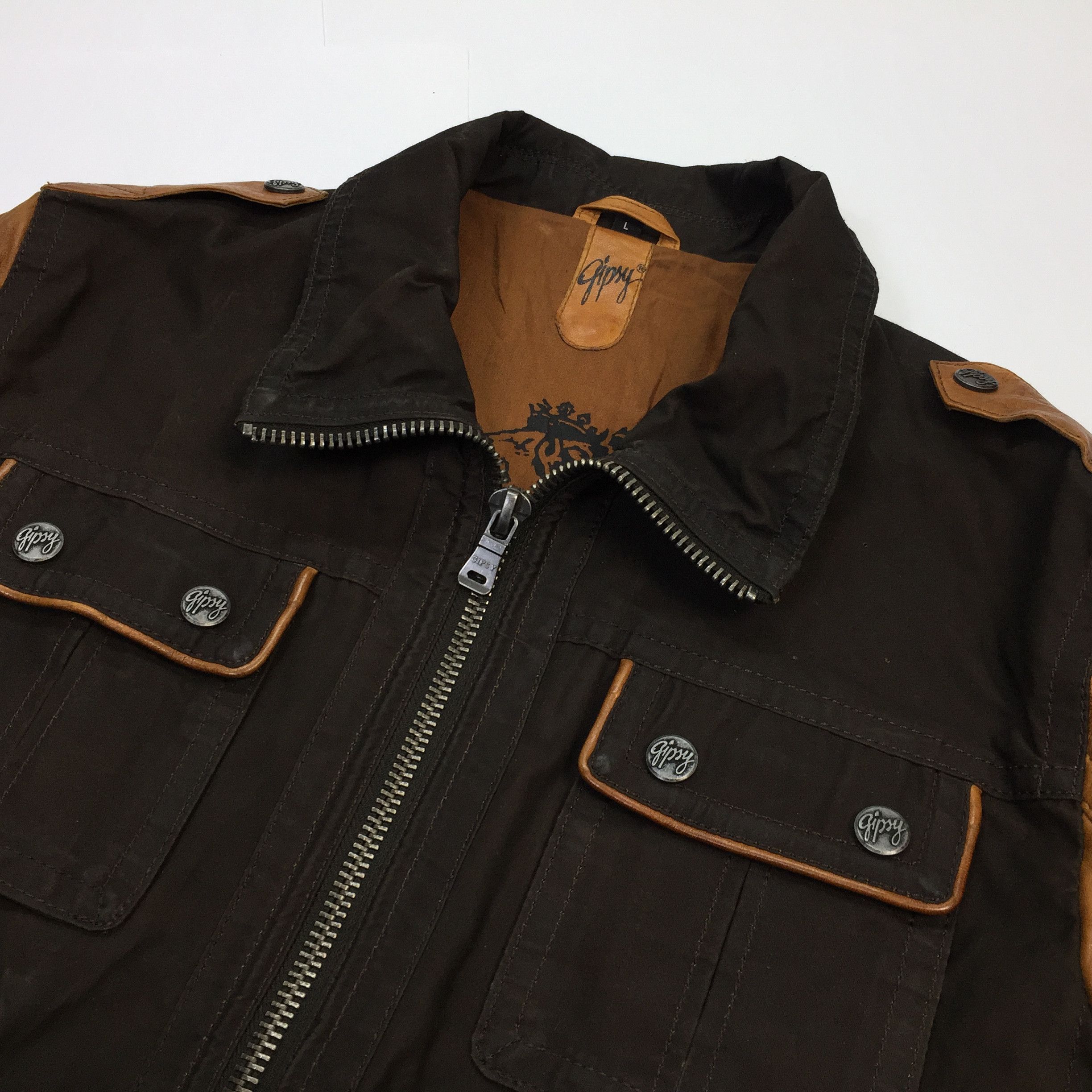 Gypsy Gipsy Wax Leather vintage Jacket Size US L / EU 52-54 / 3 - 3 Thumbnail
