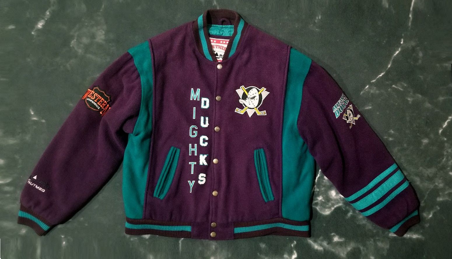 Vintage Nutmeg by Campri Mighty Ducks Wool Varsity Bomber Jacket Grailed