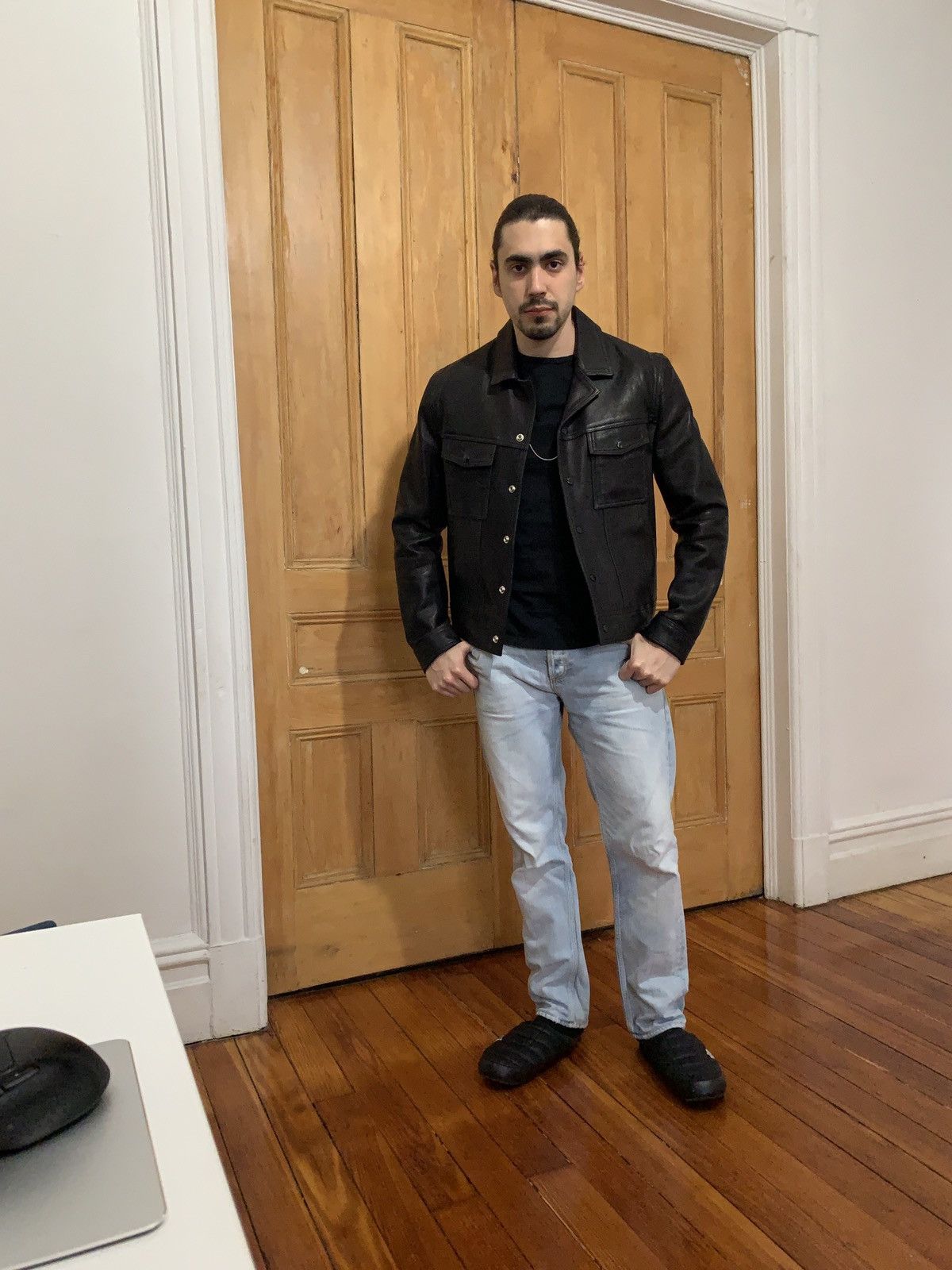 The Kooples Amazing (worn once) lamb skin leather trucker jacket Size US L / EU 52-54 / 3 - 7 Thumbnail
