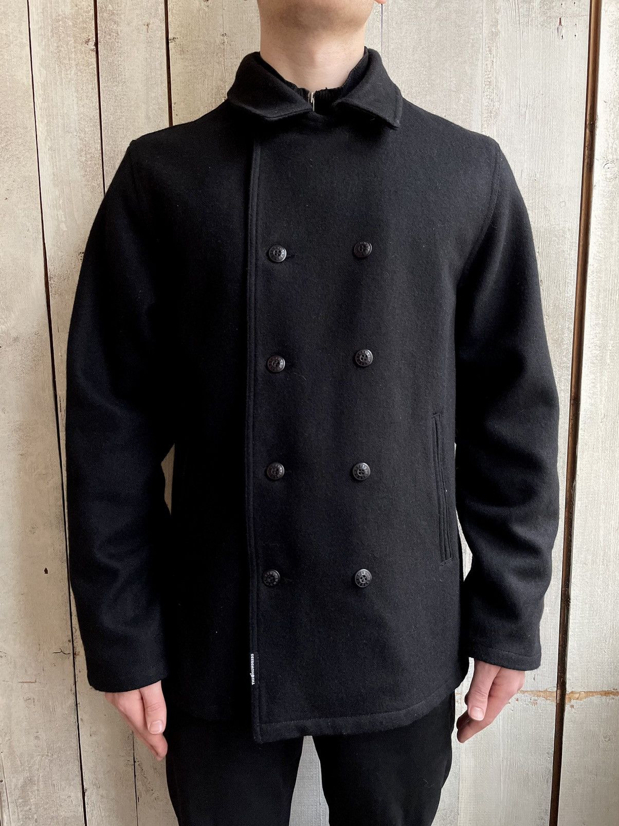 The Hundreds The Hundreds Black Wool Double Brested Big Logo Coat Size US L / EU 52-54 / 3 - 4 Thumbnail