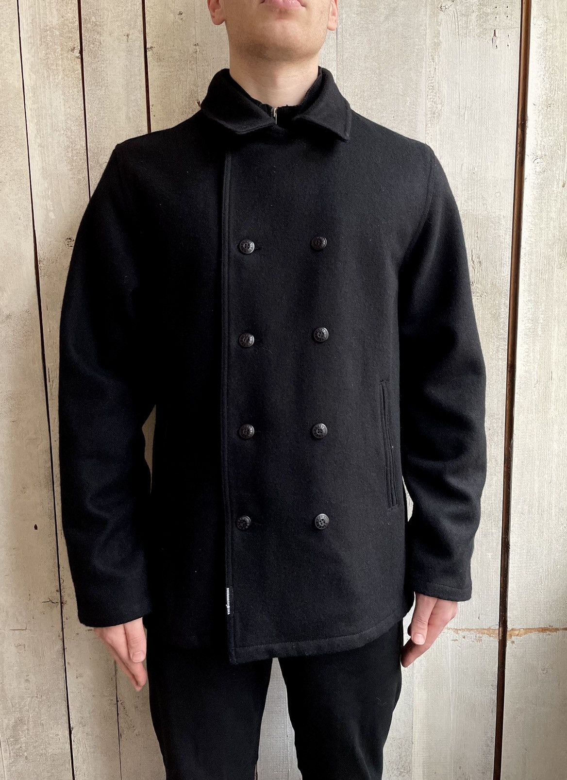 The Hundreds The Hundreds Black Wool Double Brested Big Logo Coat Size US L / EU 52-54 / 3 - 3 Thumbnail